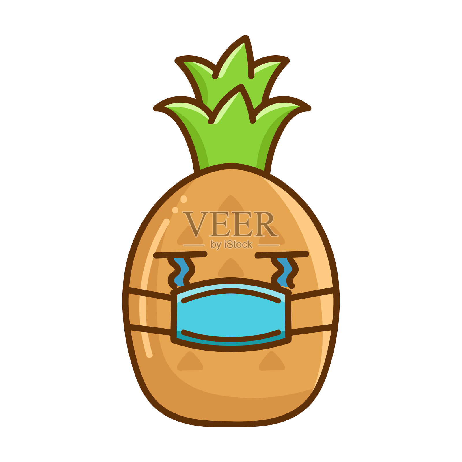 可爱的菠萝戴着面具卡通设计元素图片