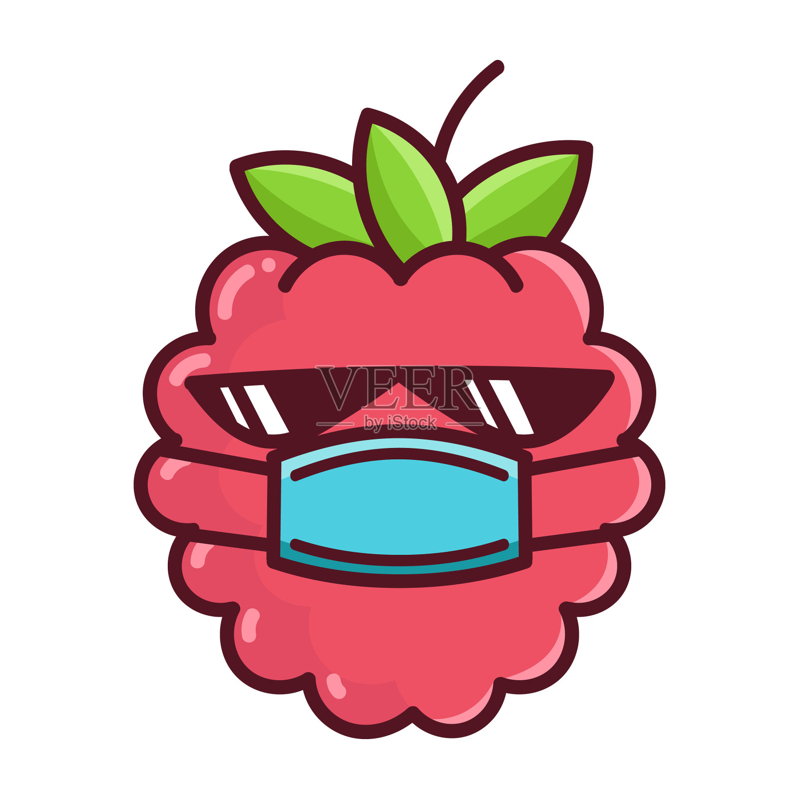 卡哇伊树莓戴面具卡通设计元素图片