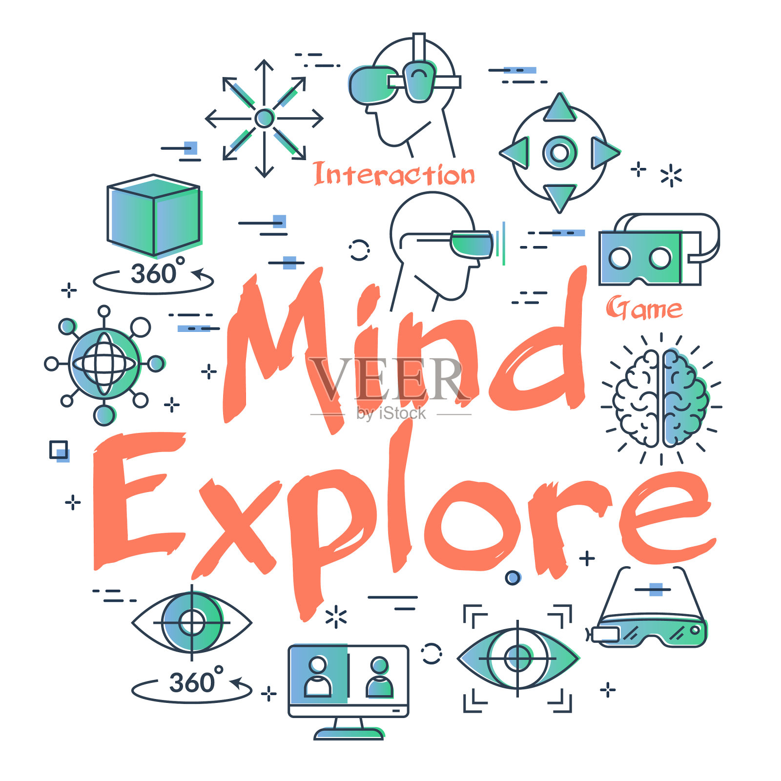 虚拟现实概念与心灵探索设计元素图片