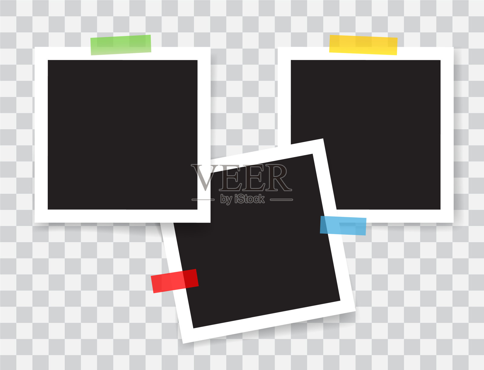 彩色胶带的逼真相框插画图片素材