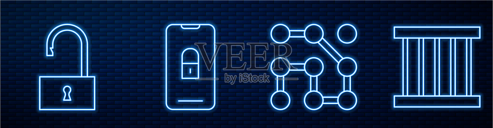 设行图形密码保护开挂锁插画图片素材