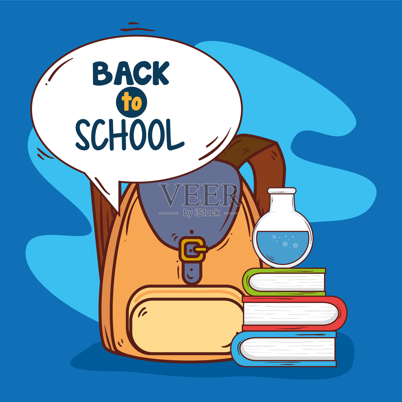 带着书包和用品回到学校插画图片素材