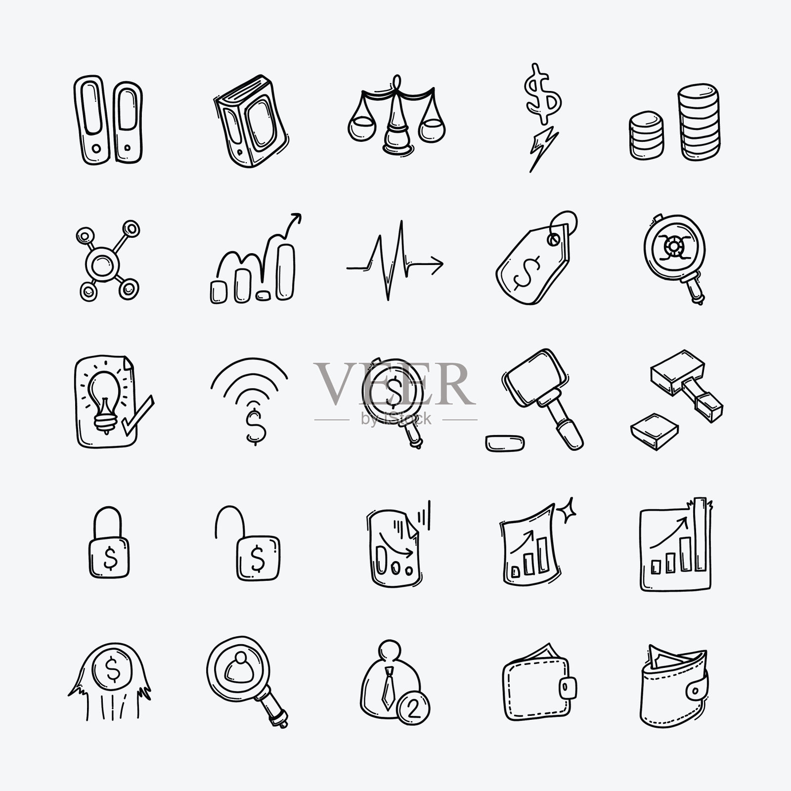 商业涂鸦图标集素描图标素材