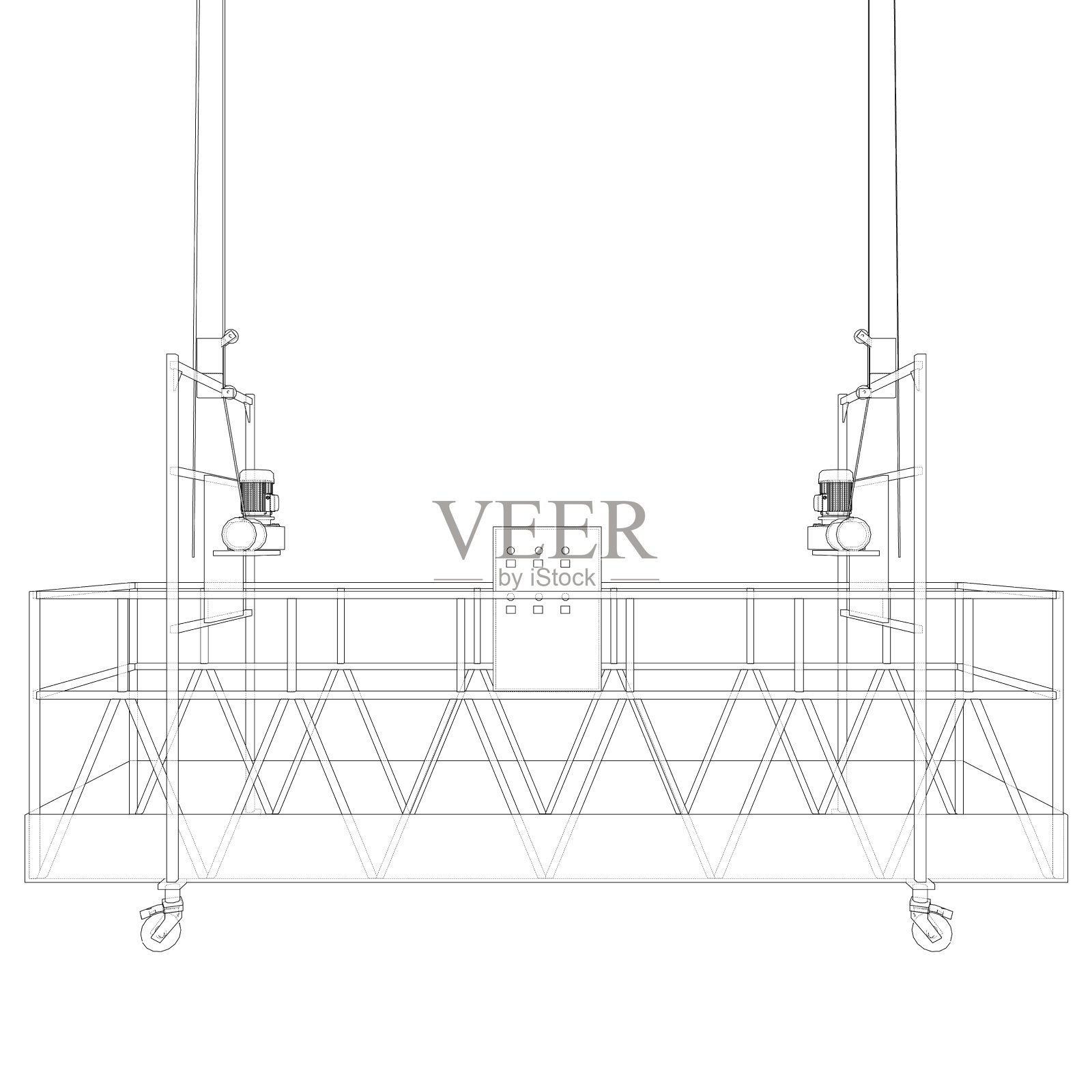空的施工电梯。向量插画图片素材
