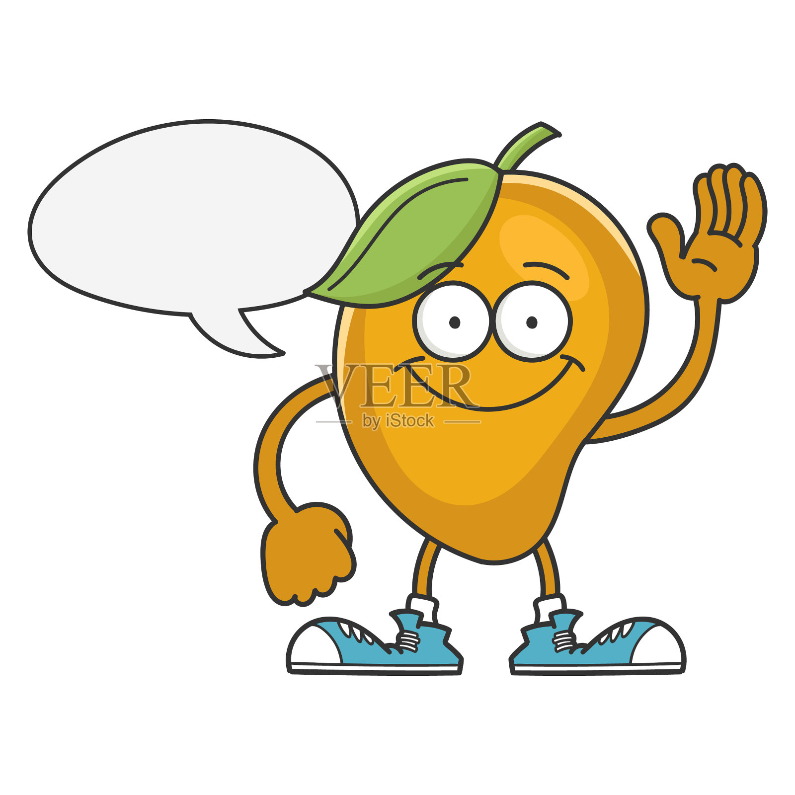 微笑的芒果水果卡通人物设计元素图片
