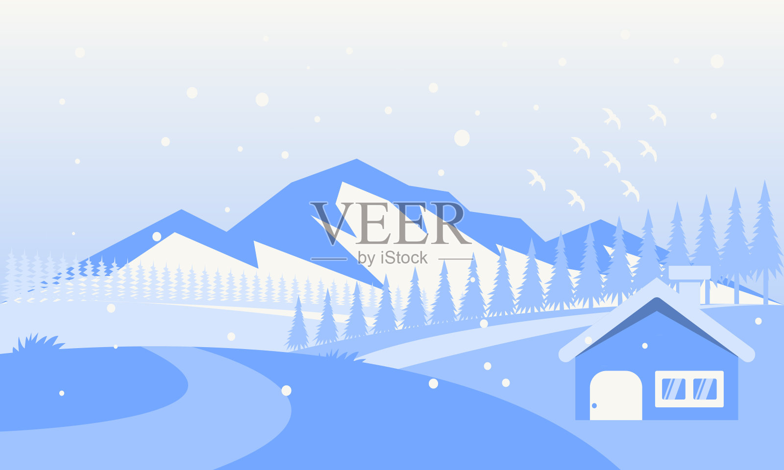 矢量插图的冬季风景背景插画图片素材