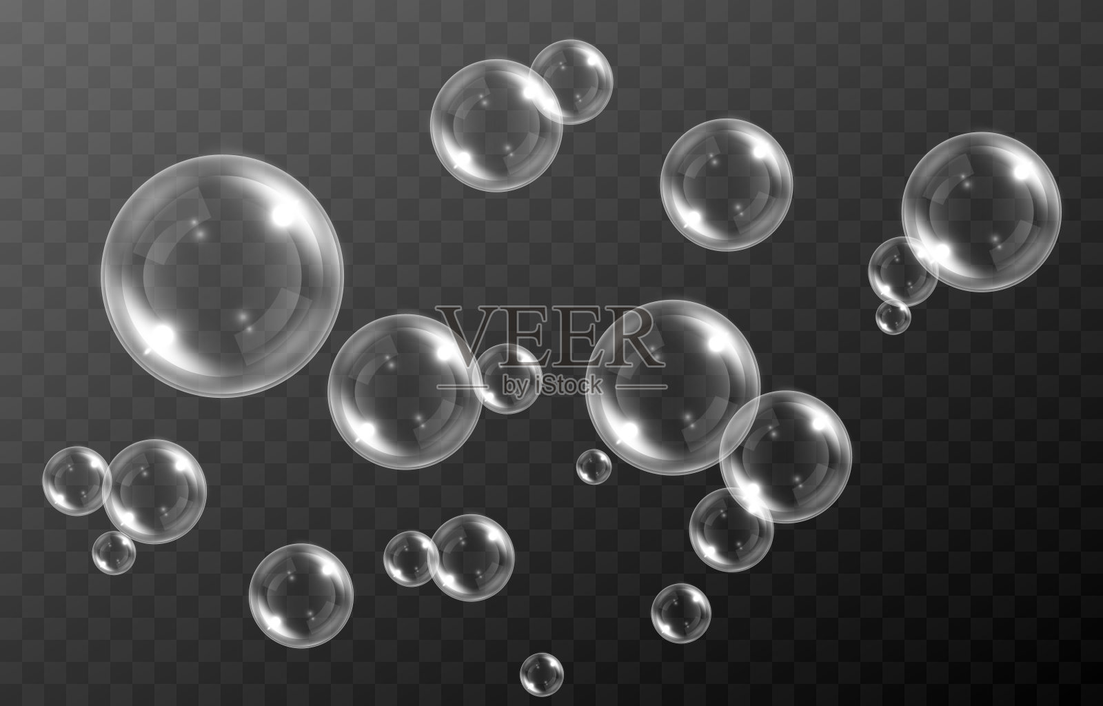向量肥皂泡。真实的肥皂泡png，眩光。泡沫泡沫png。粉、肥皂、洗涤剂。矢量图像。设计元素图片