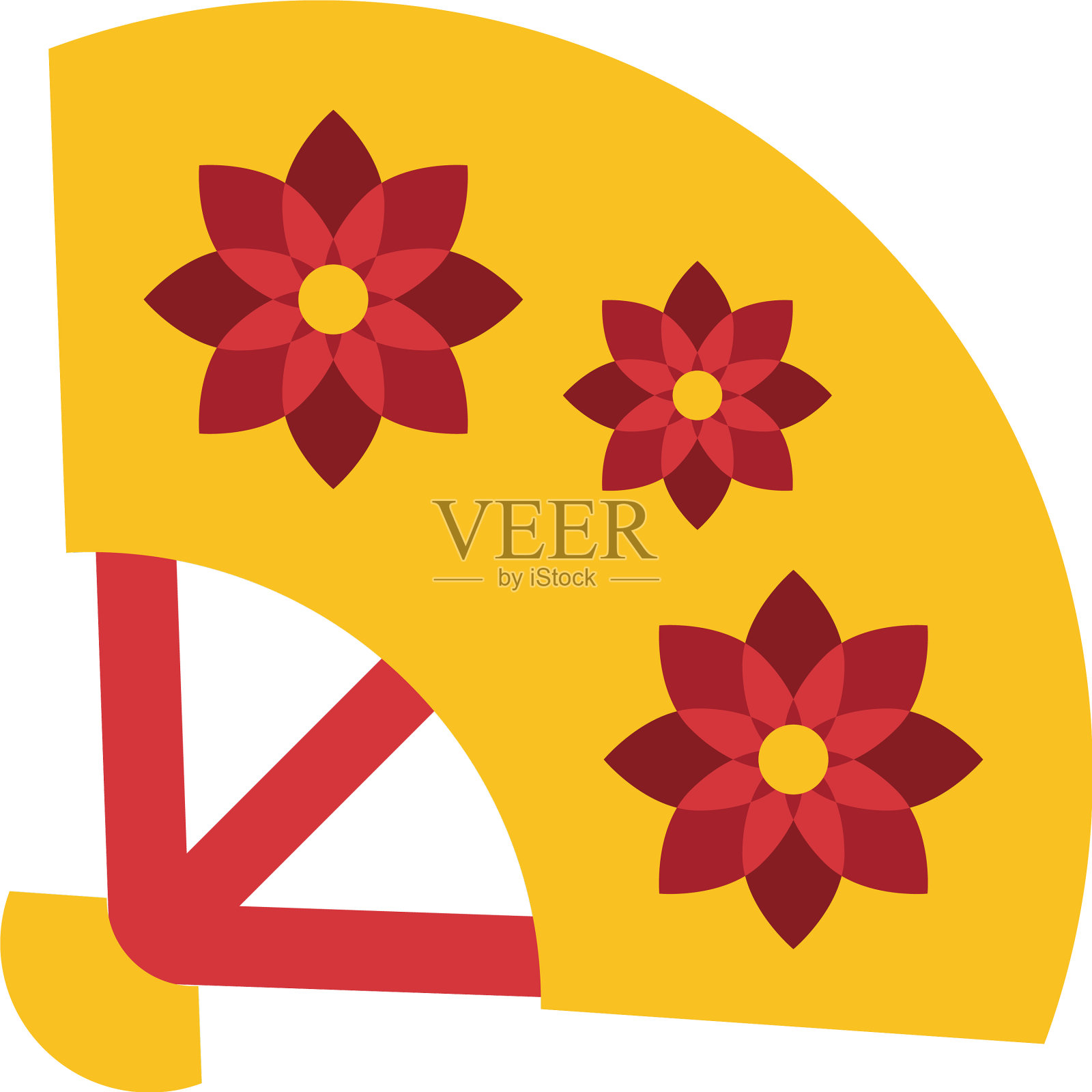 中国扇面风格的图标插画图片素材