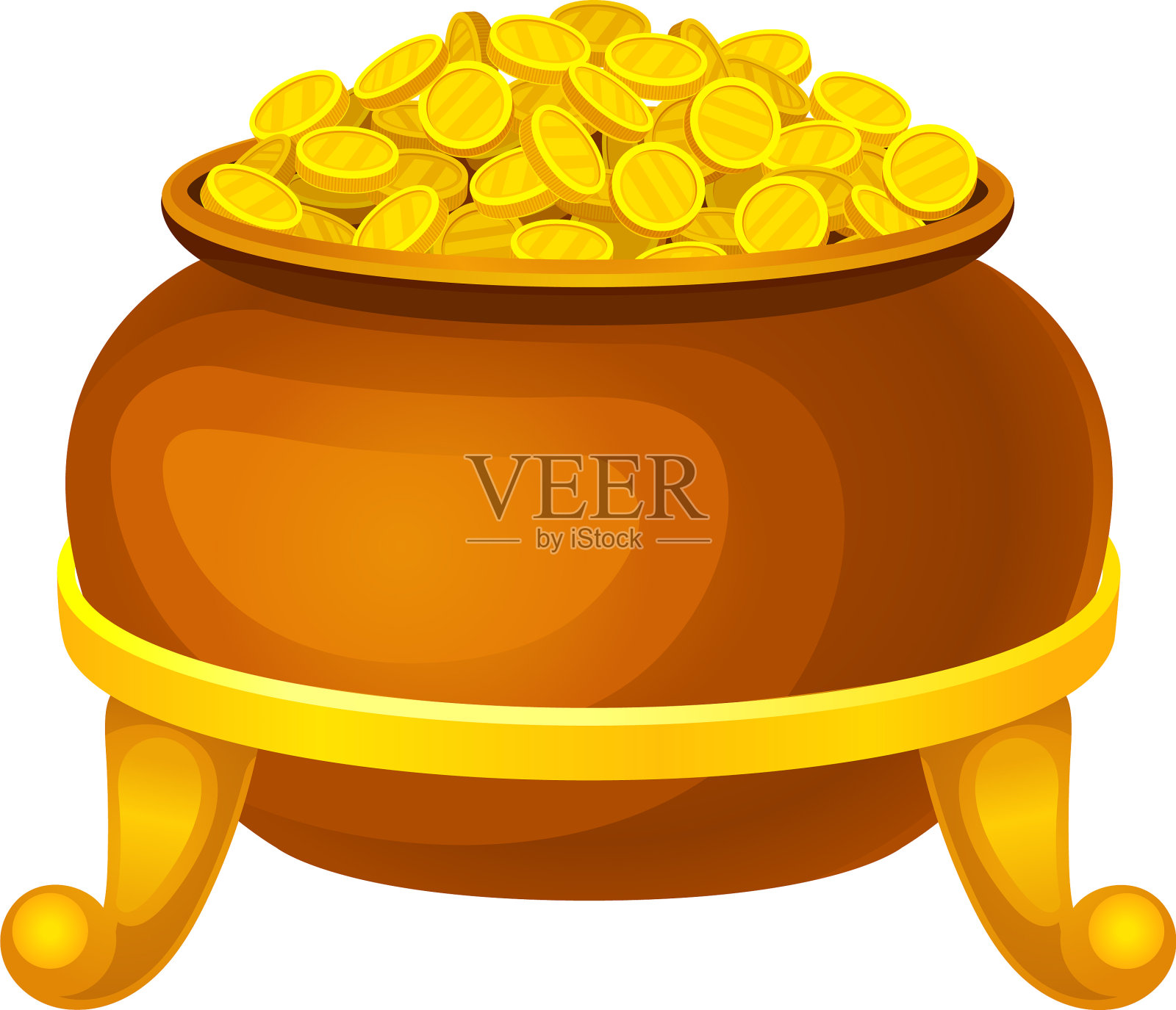 装满金币的铜锅设计元素图片