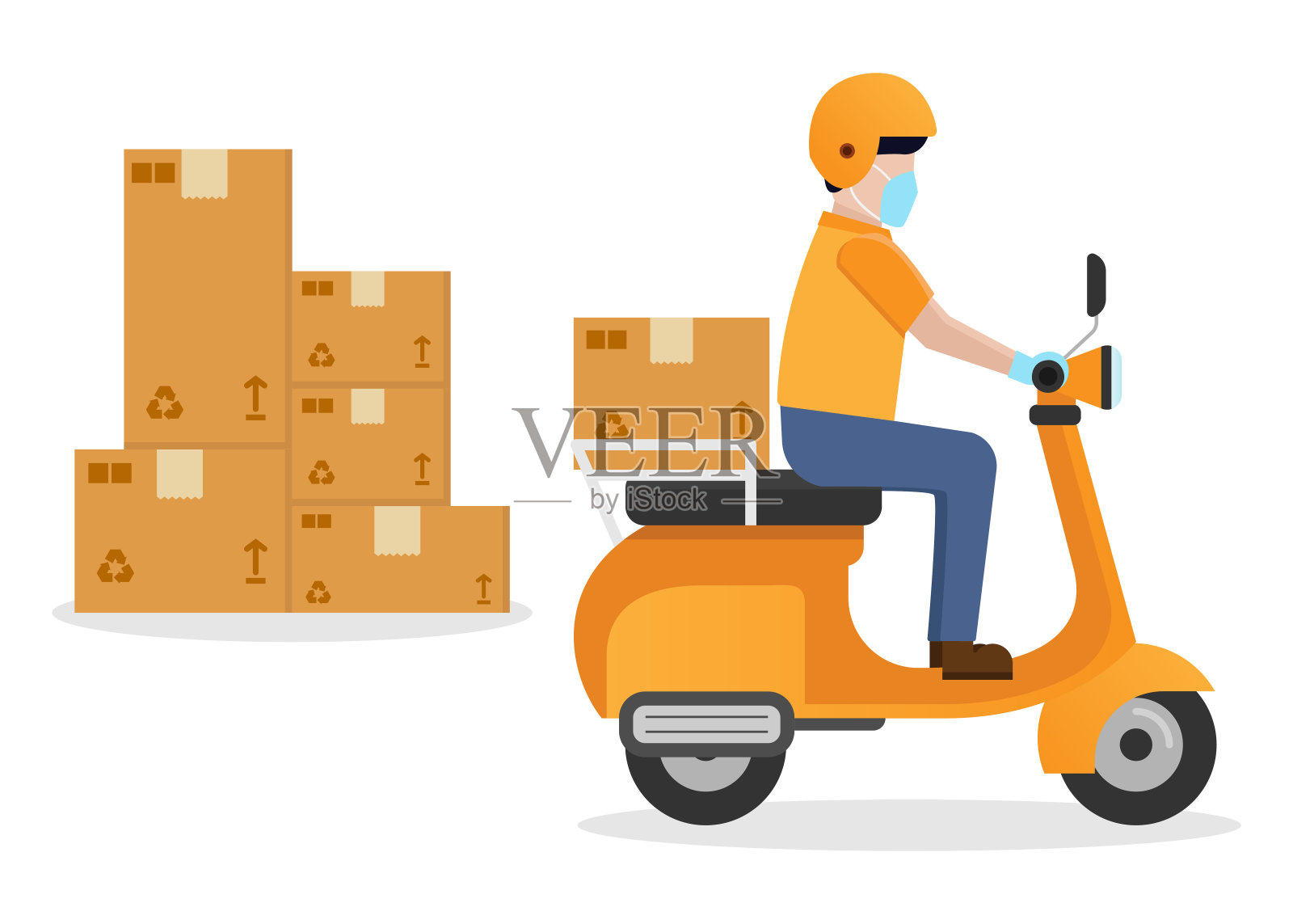 快递快递摩托车服务，扁平化设计矢量插画图片素材
