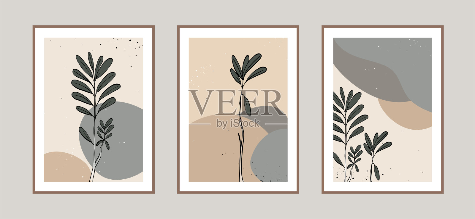 现代抽象画留下不同形状的线条艺术背景，用于墙壁装饰、明信片或小册子封面设计。矢量插图设计插画图片素材