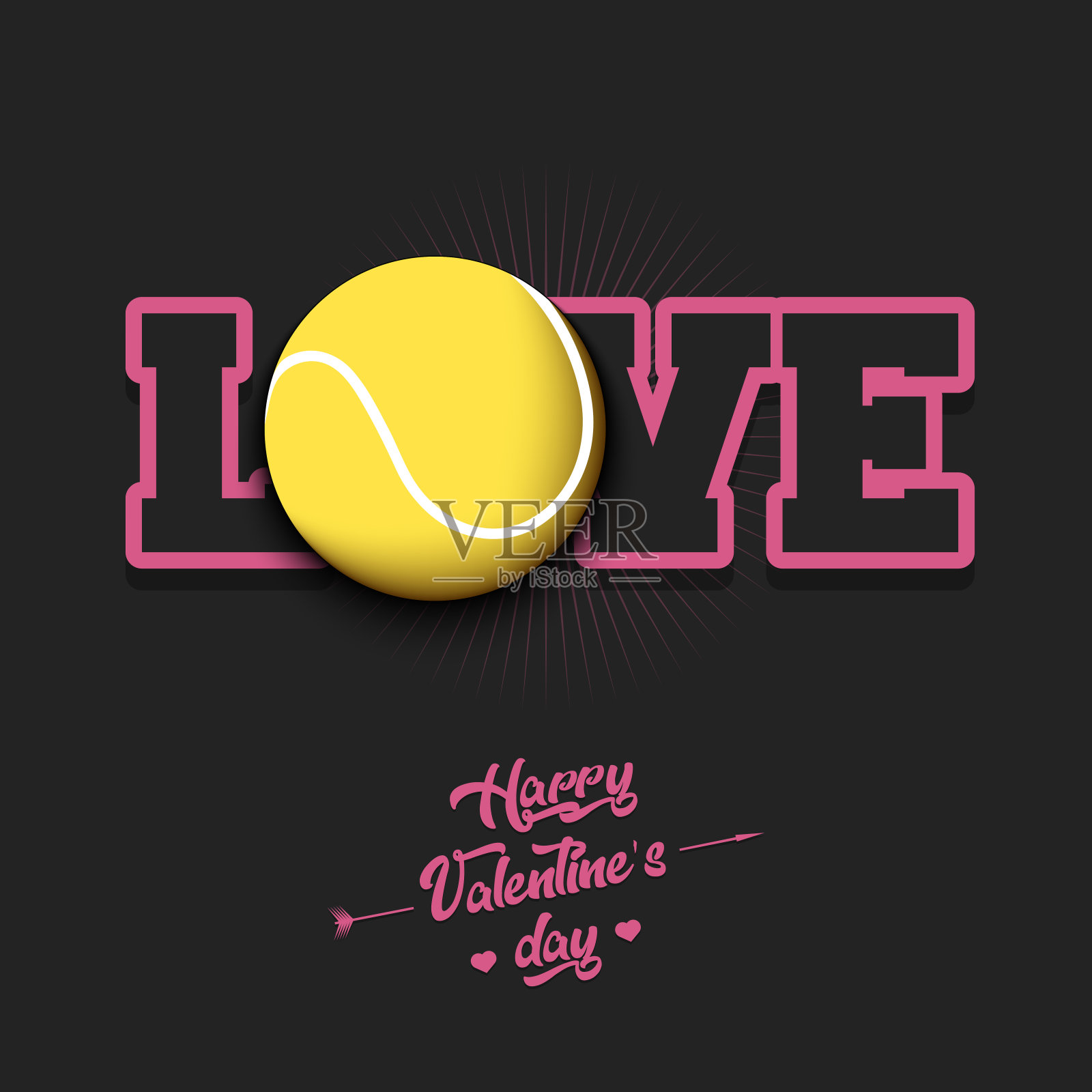 情人节快乐。爱情和网球插画图片素材