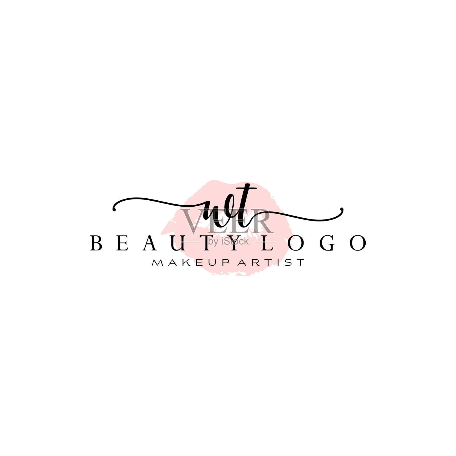 字母wt水彩唇预制标志设计插画图片素材