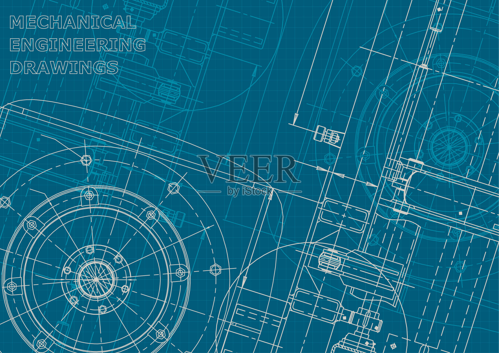 蓝图。企业的风格。仪器制造图纸插画图片素材