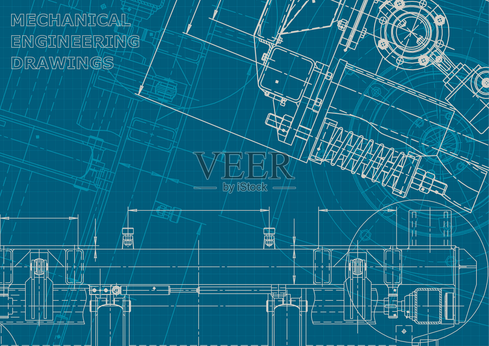 蓝图。企业的风格。仪器制造图纸插画图片素材