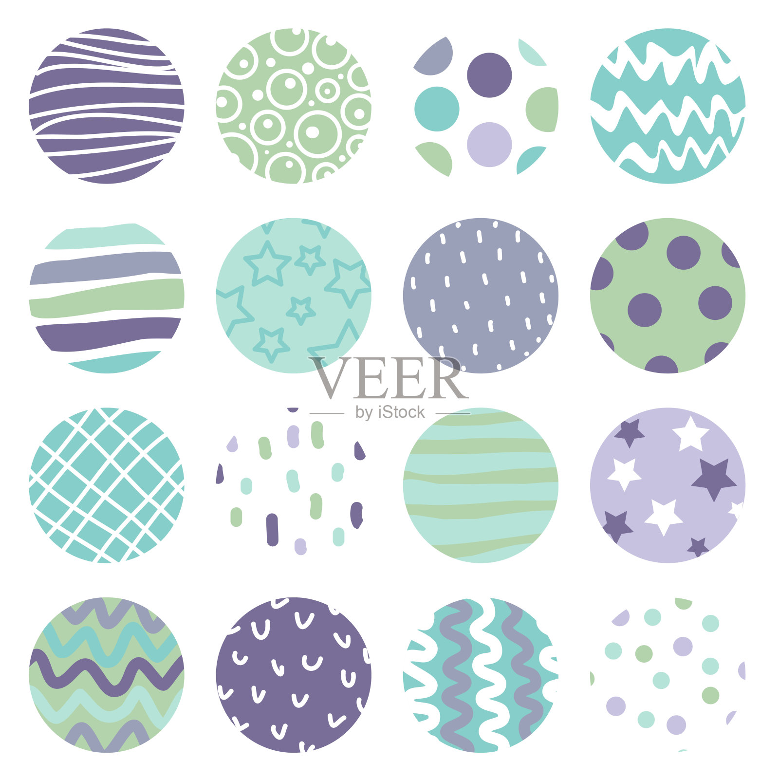 突出封面设置，抽象几何图标的社交媒体。为社交媒体设置各种抽象的突出封面故事。圆形的图标。插画图片素材