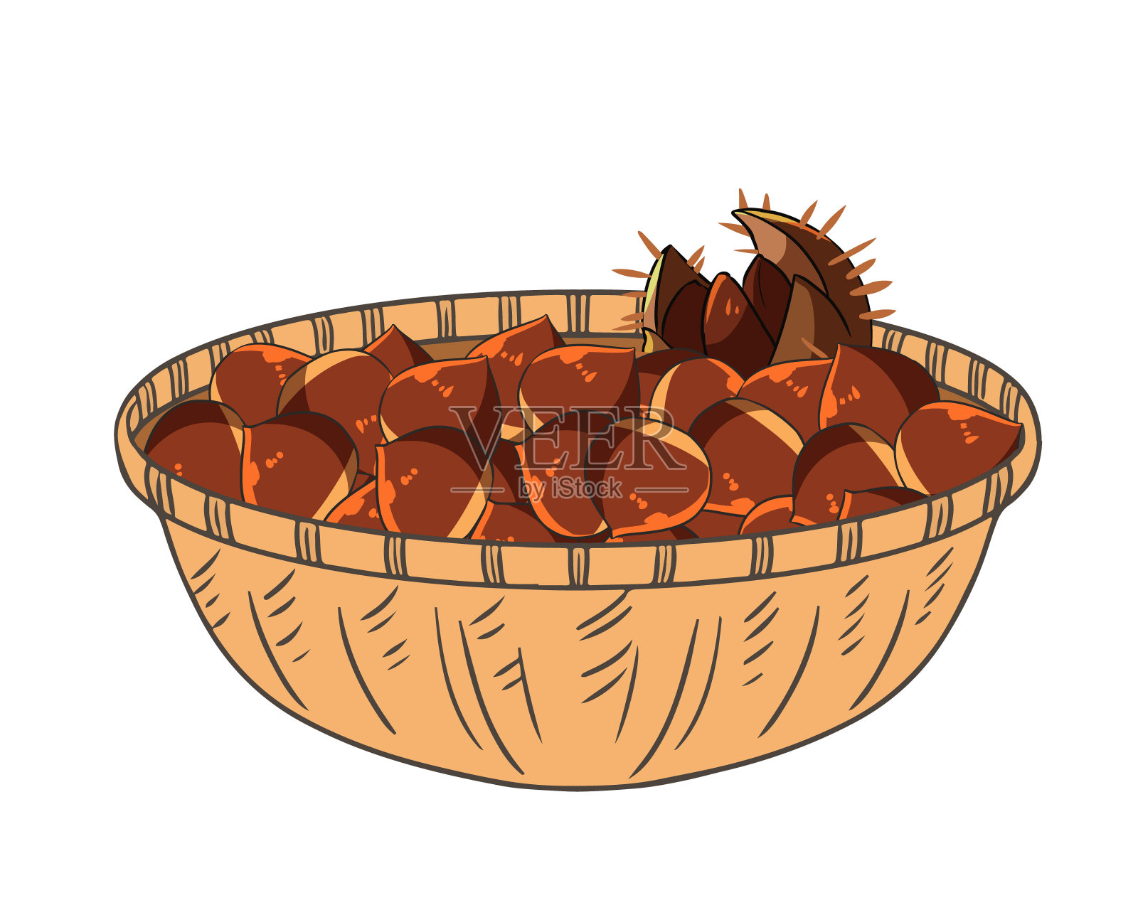 栗子在篮子里插画图片素材