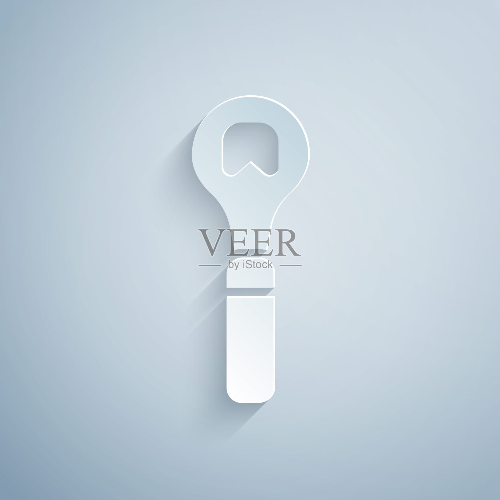 剪纸开瓶器图标孤立在灰色背景。纸艺术风格。向量插画图片素材