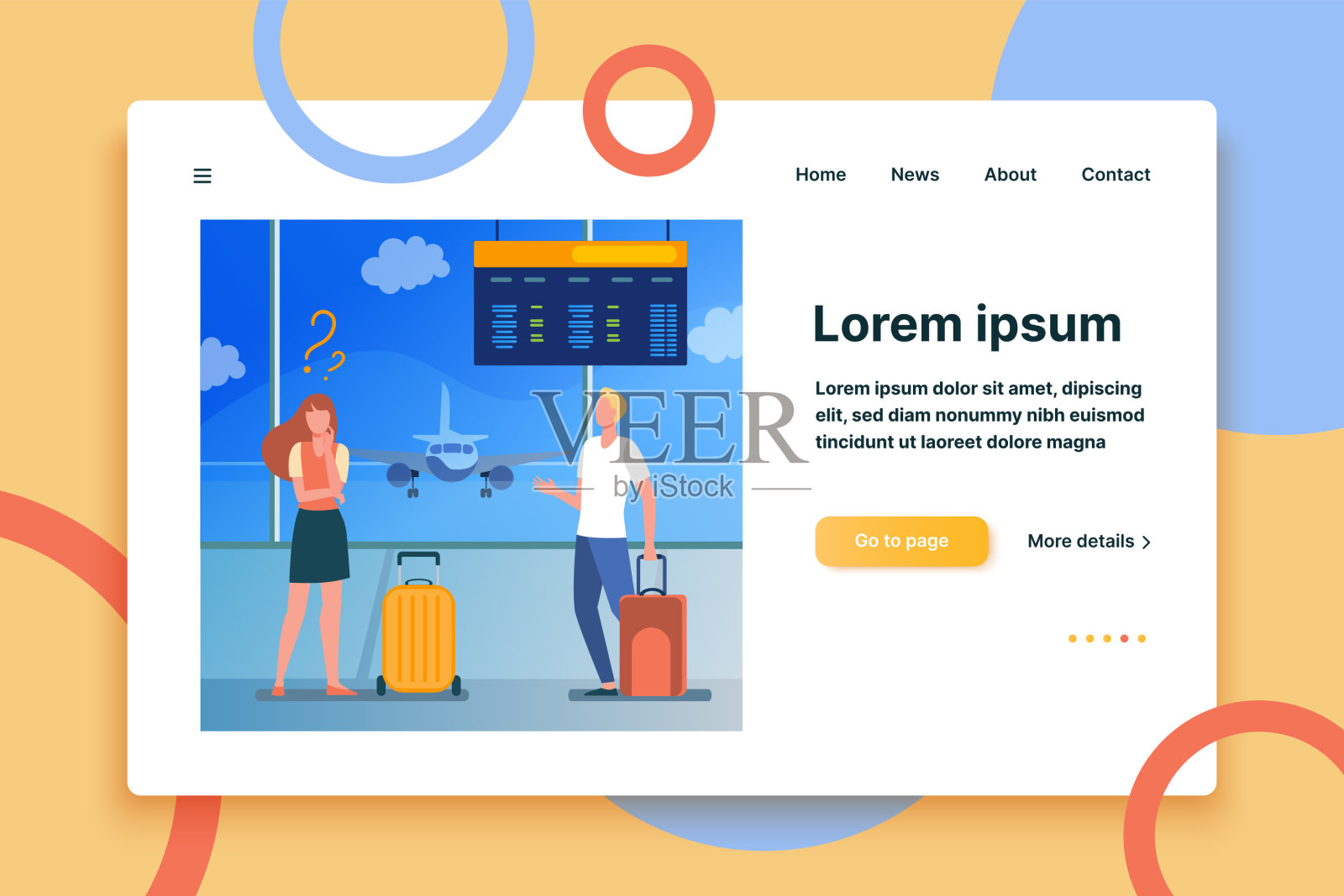 男人和女人站在机场，选择方向插画图片素材