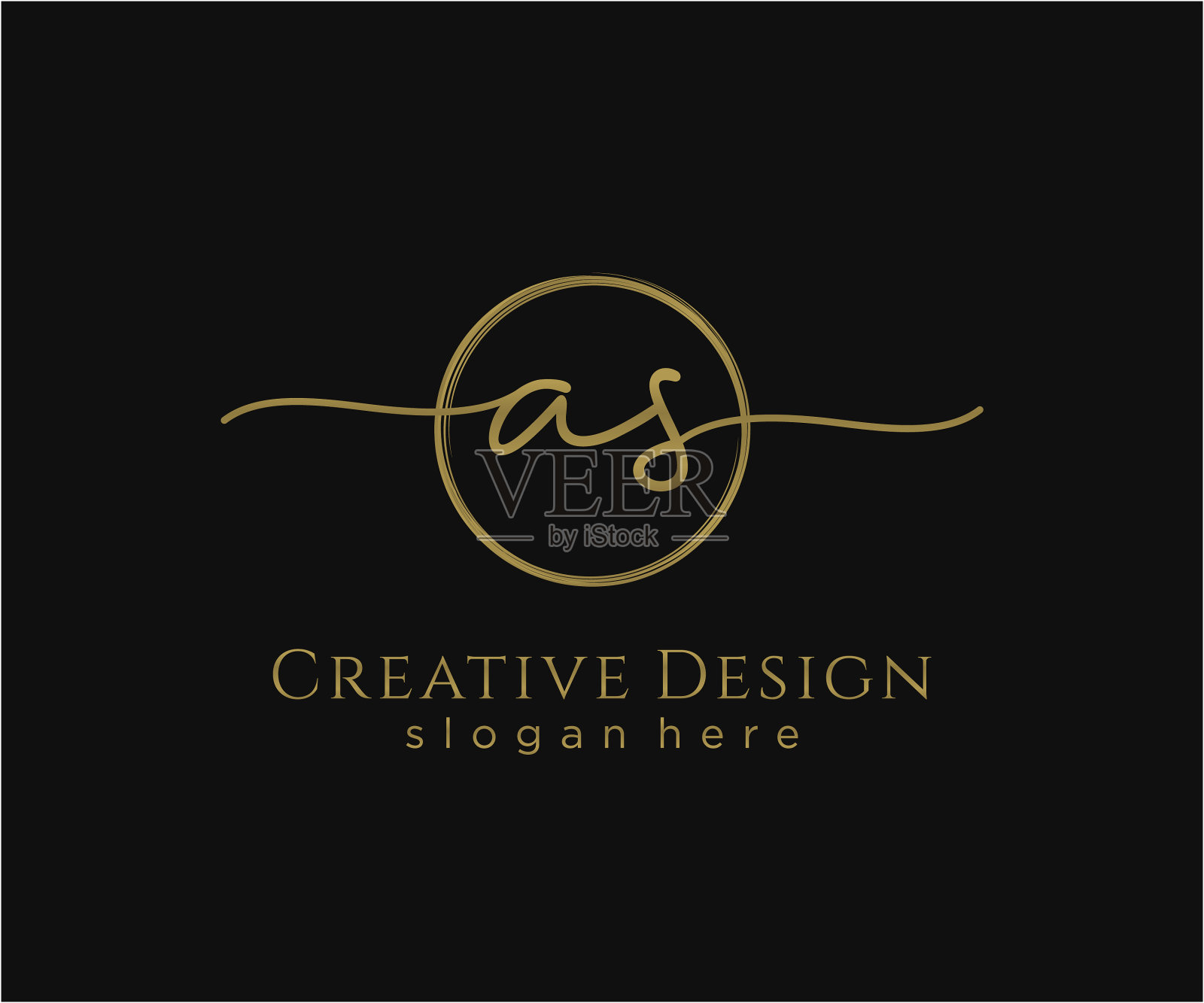 首字母为手写标志与圆模板插画图片素材