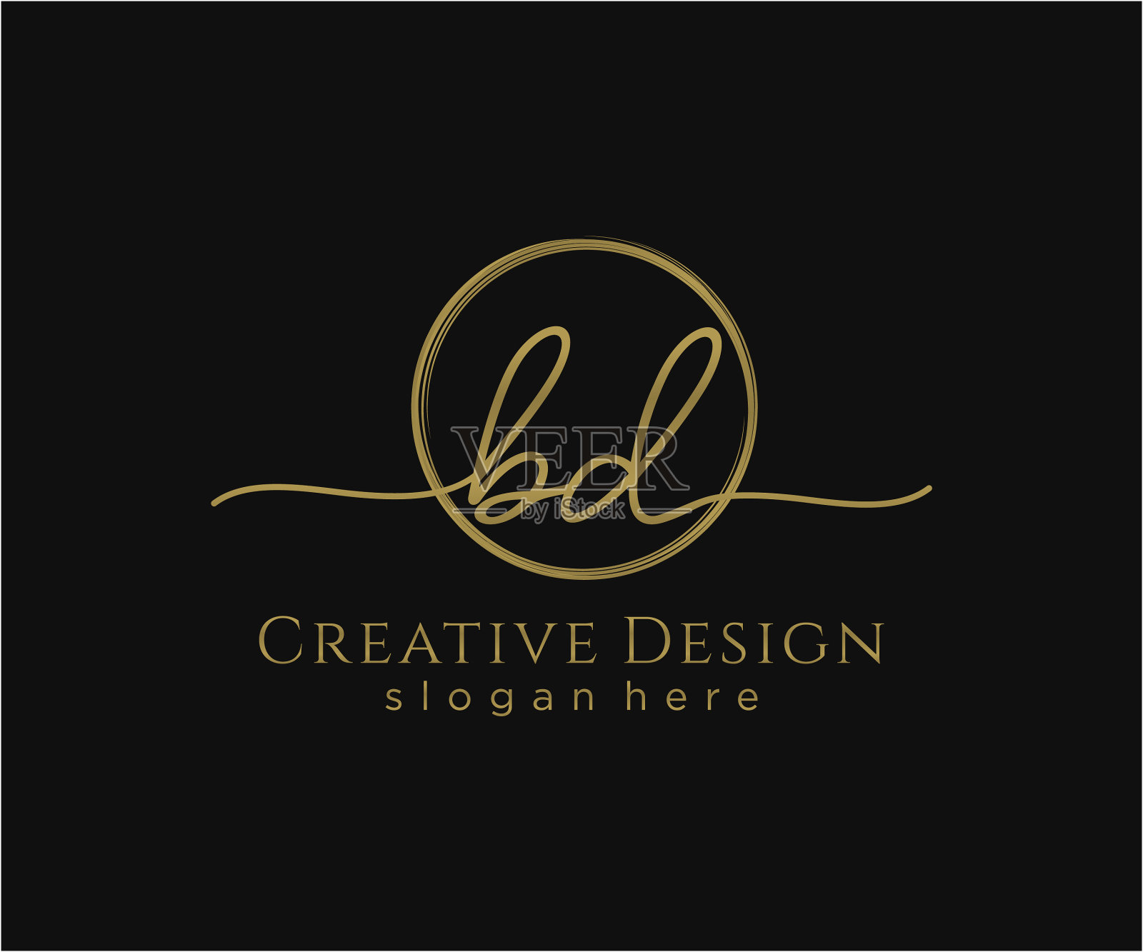 初始bd手写标志与圆模板插画图片素材