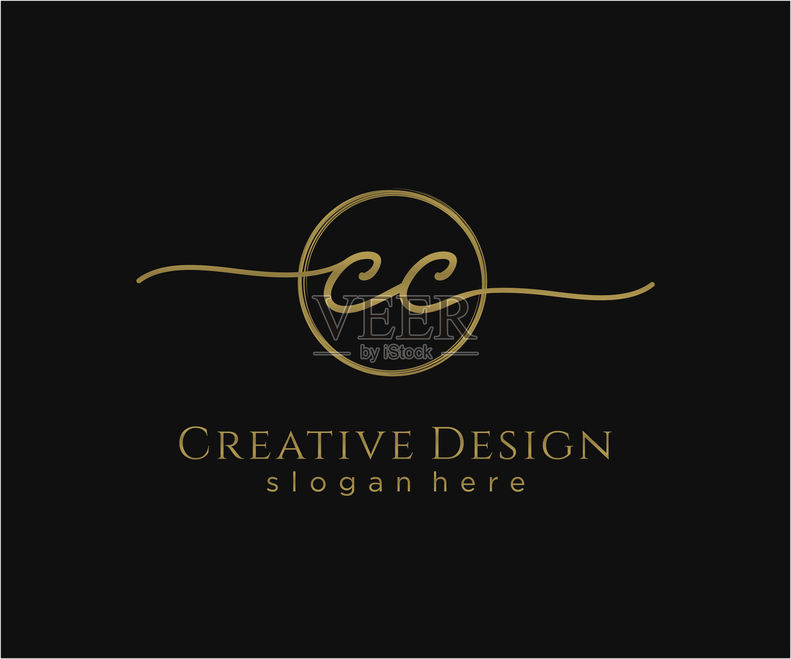 初始抄送手写标志与圆模板插画图片素材