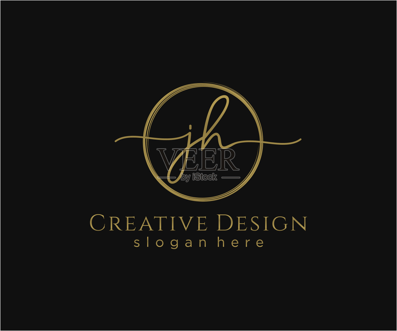 初始jh手写标志与圆模板插画图片素材