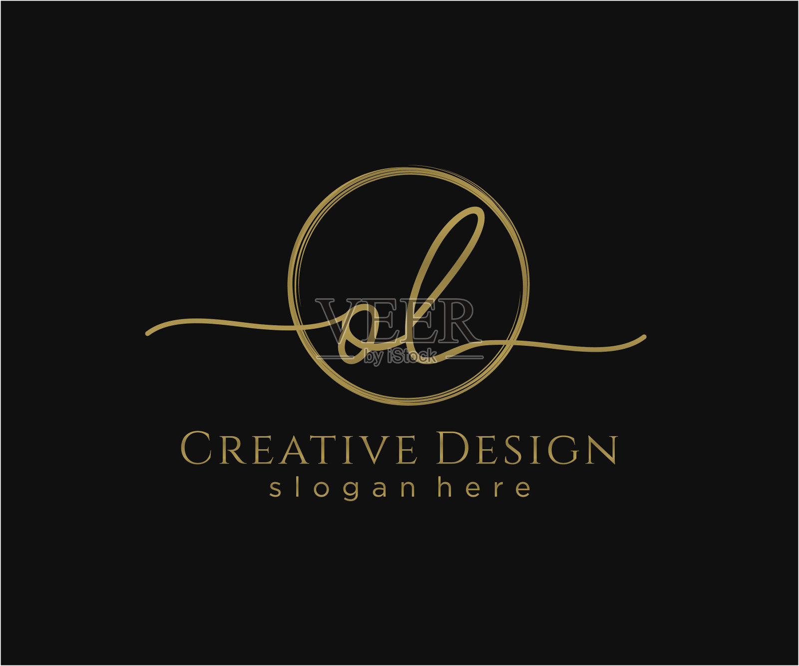 初始手写标志与圆模板插画图片素材