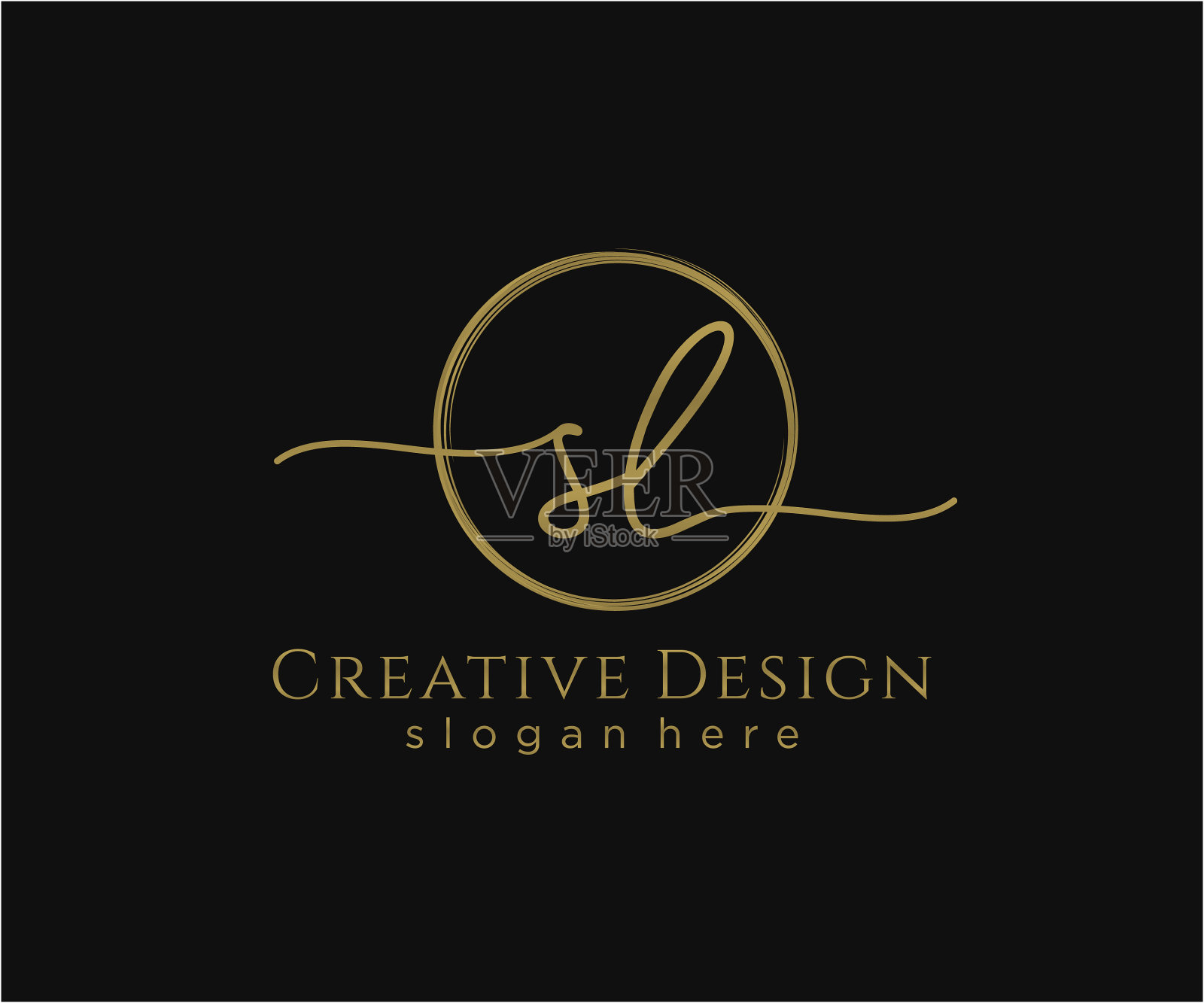 初始sl手写标志与圆模板插画图片素材