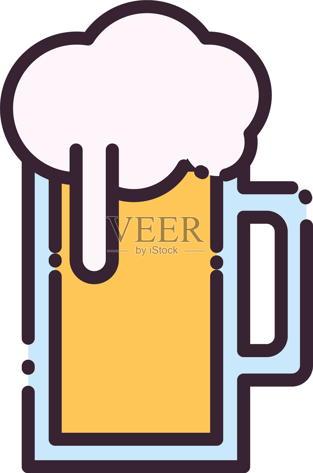 啤酒杯的线条和填充风格的图标设计设计元素图片