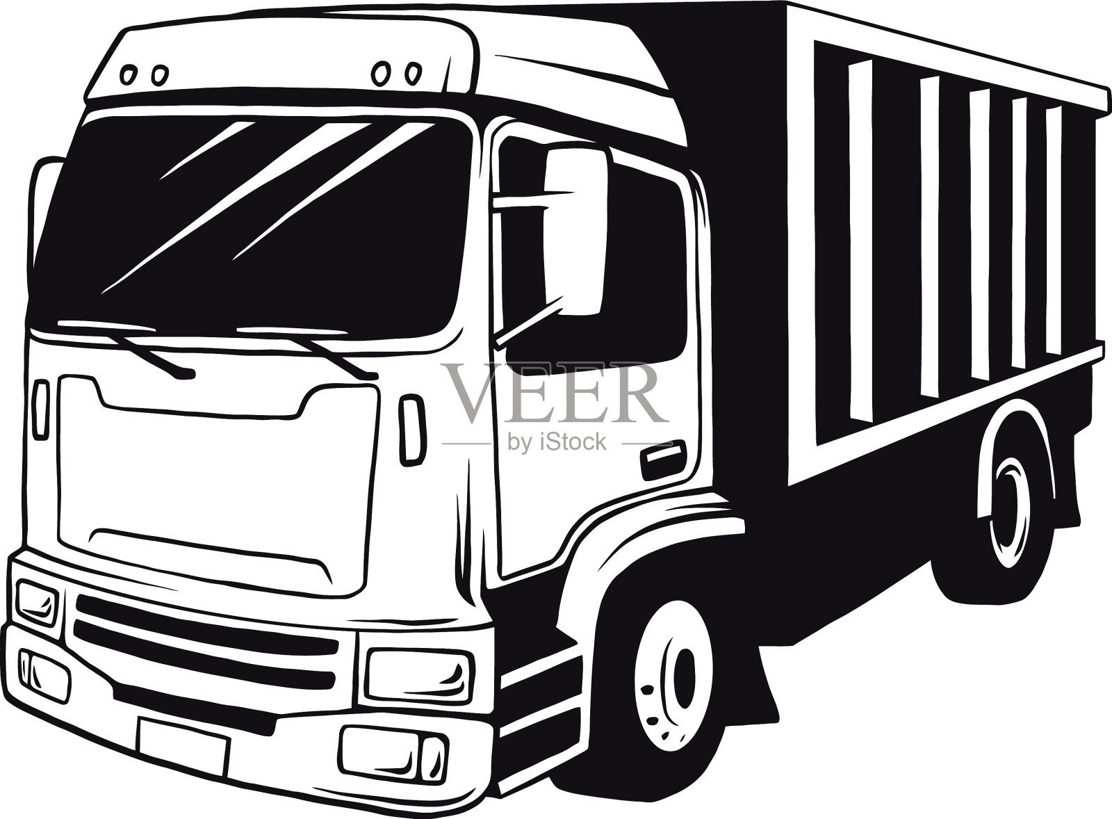 美国卡车，黑白相间设计元素图片