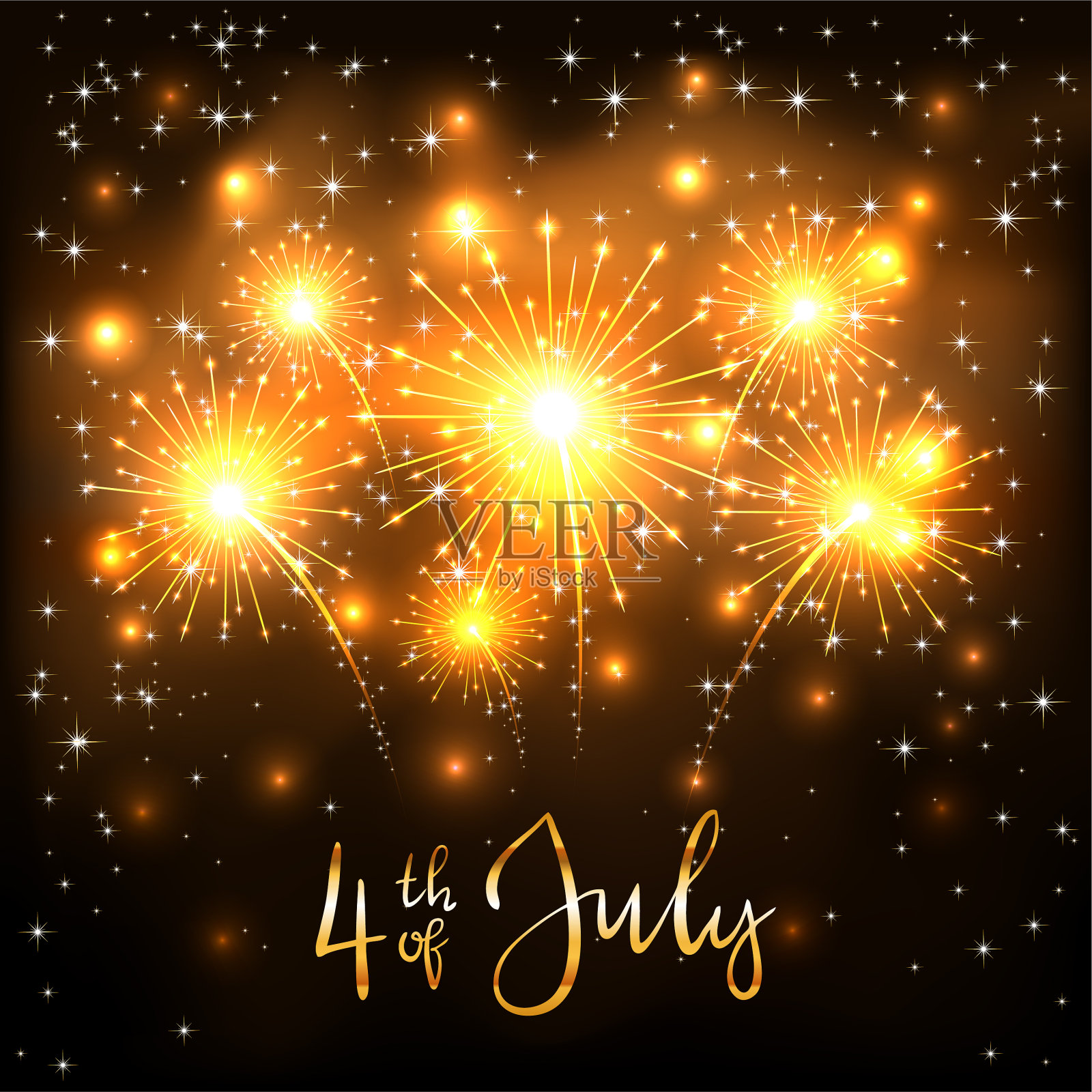 金色烟火的独立日插画图片素材