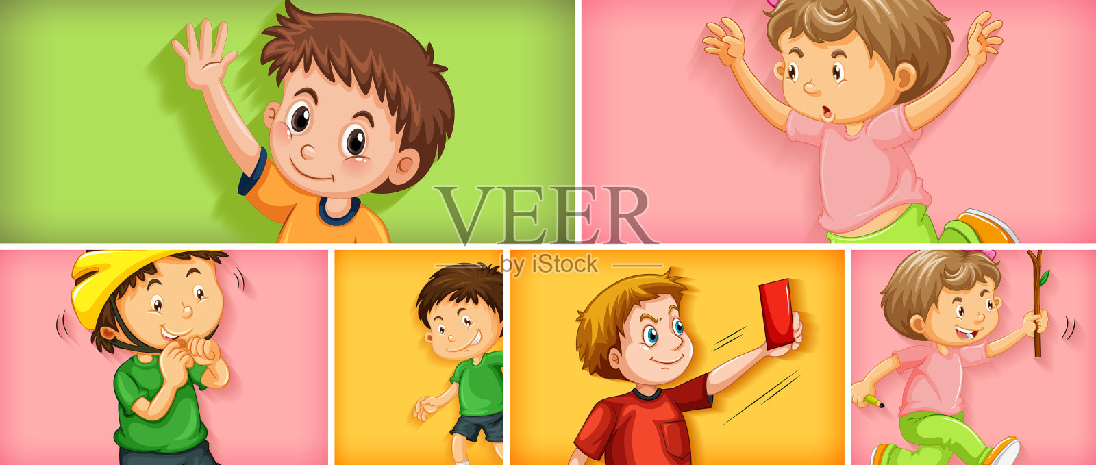 设定不同的儿童角色插画图片素材