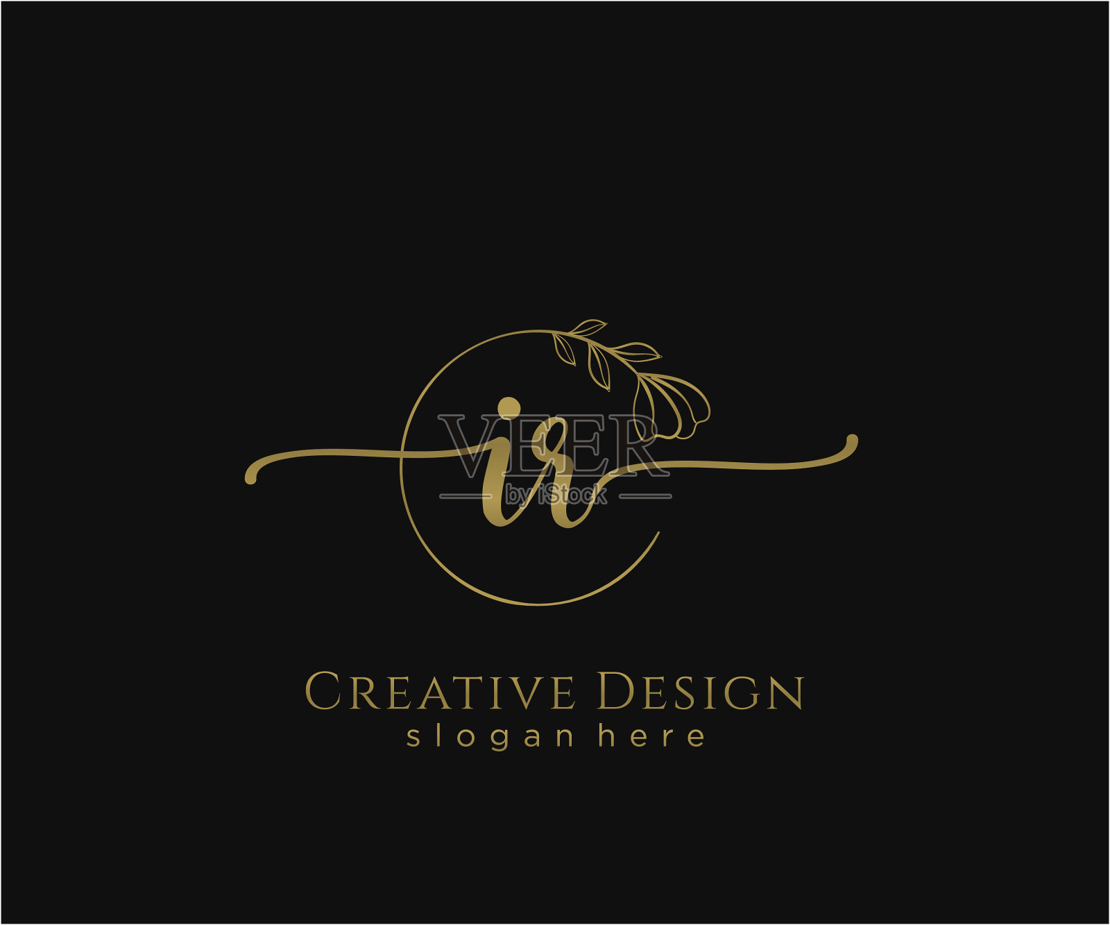 初始ir美丽的字母和优雅的标志设计插画图片素材