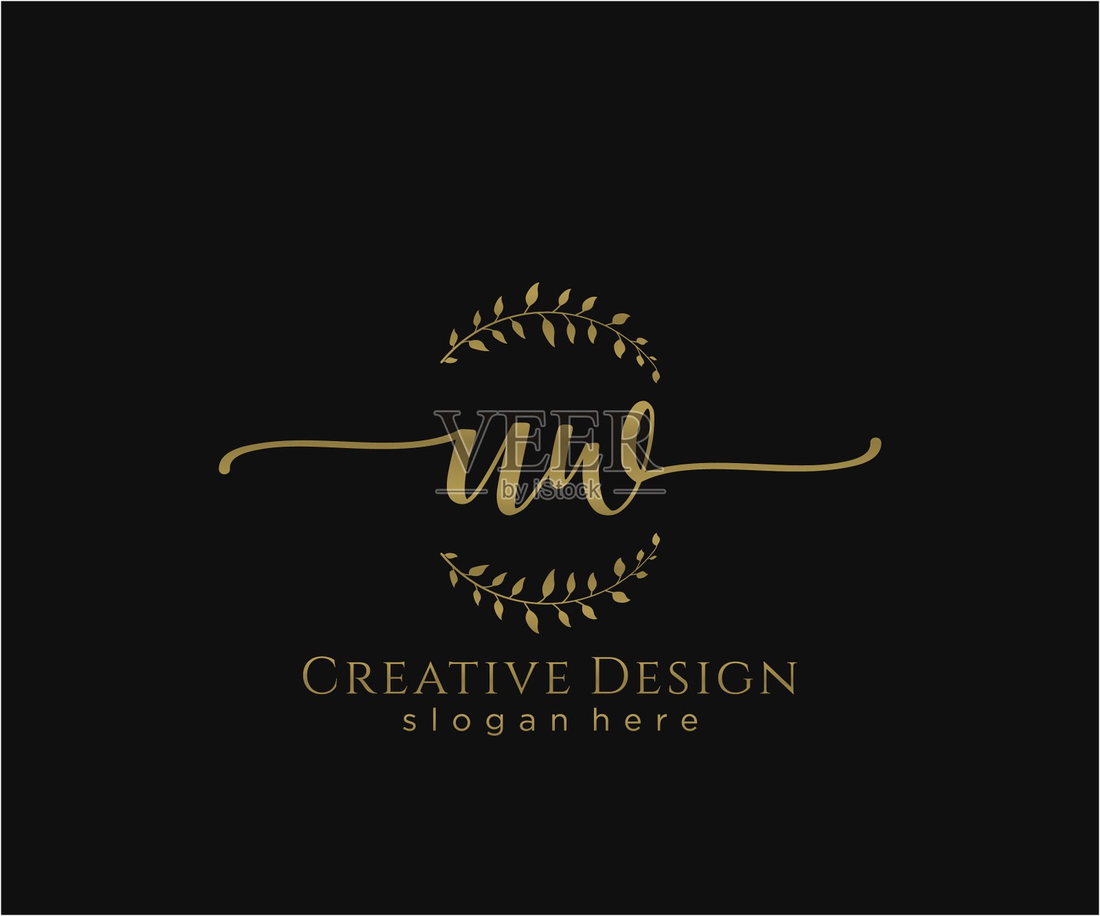 最初的uw美丽的字母和优雅的标志设计插画图片素材