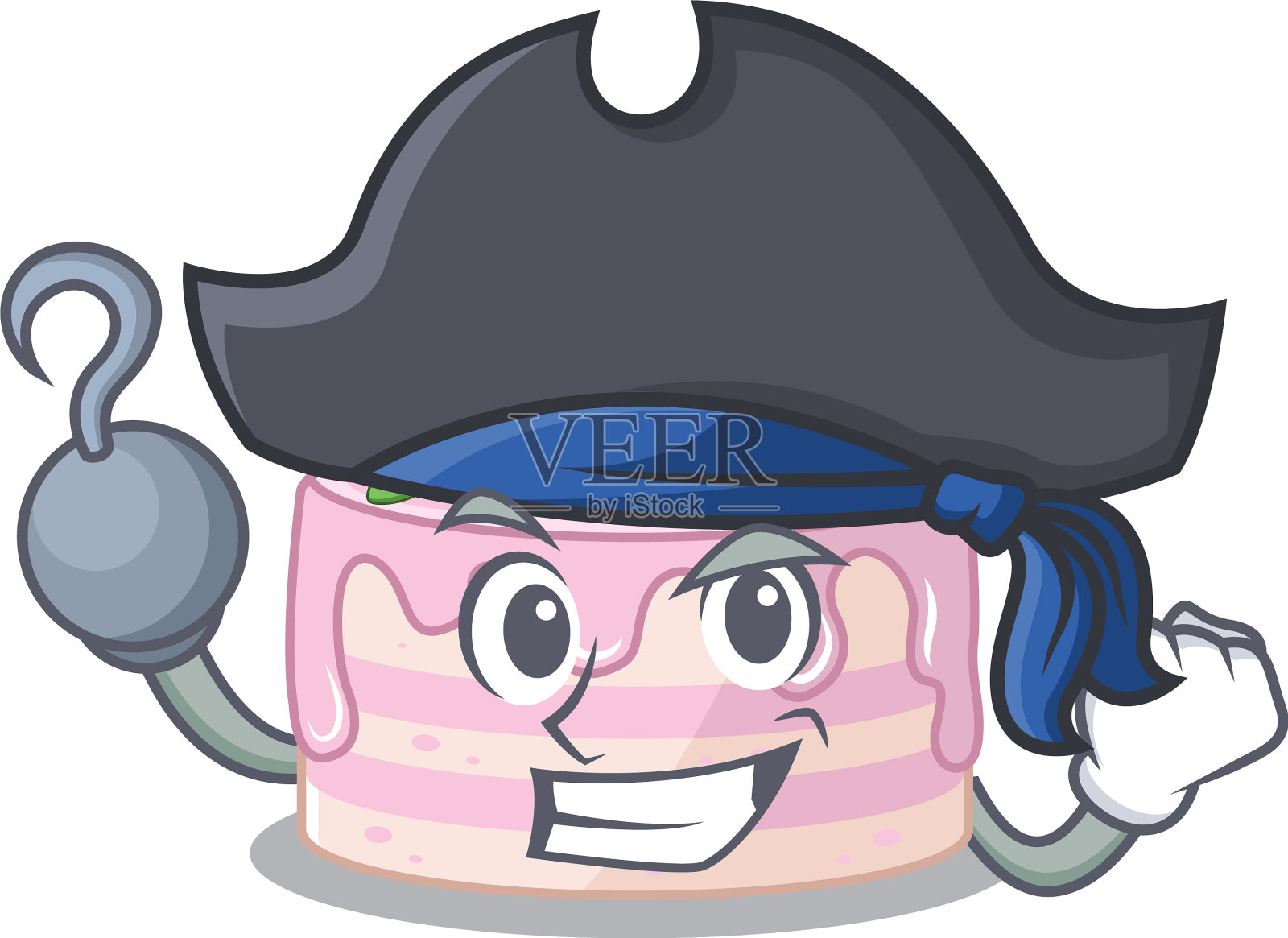 可爱的草莓蛋糕与帽子吉祥物设计插画图片素材