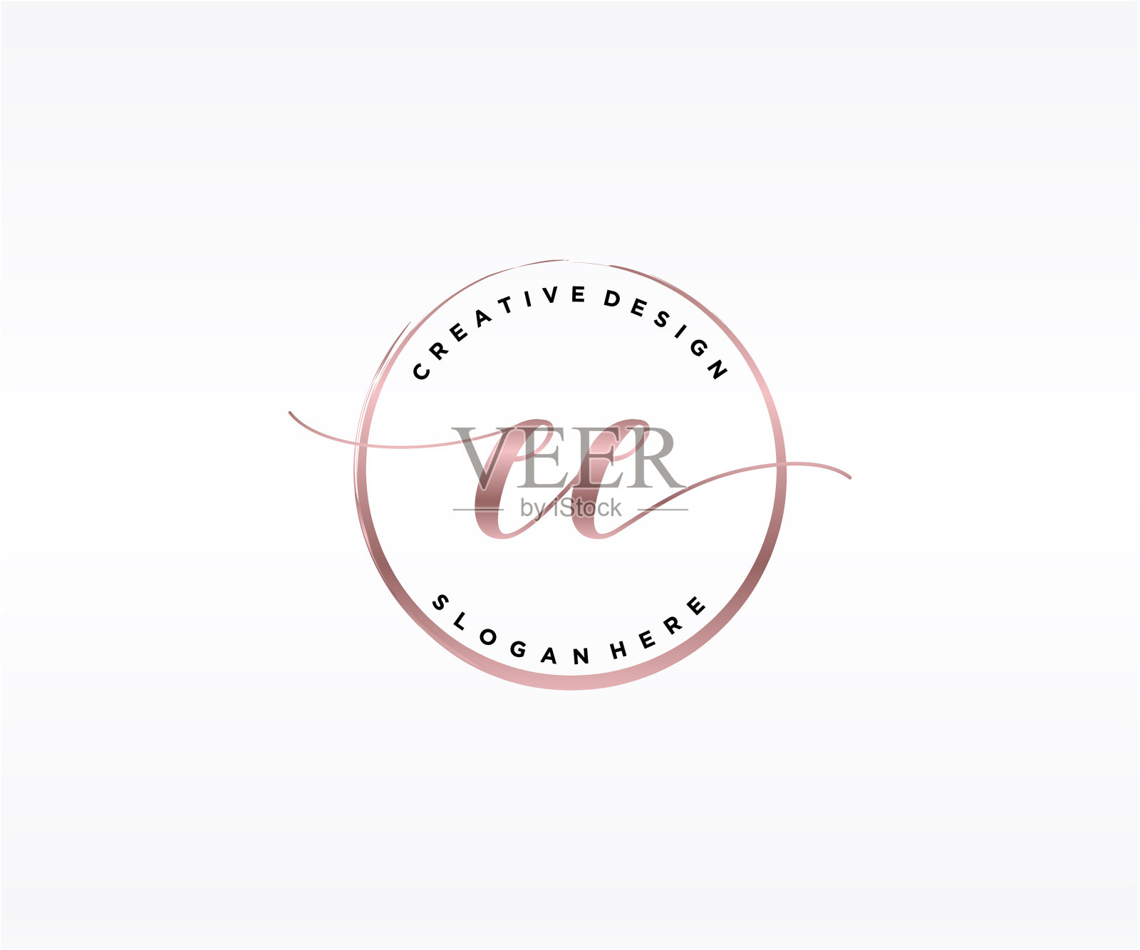 初始ee手写标志与圆模板插画图片素材