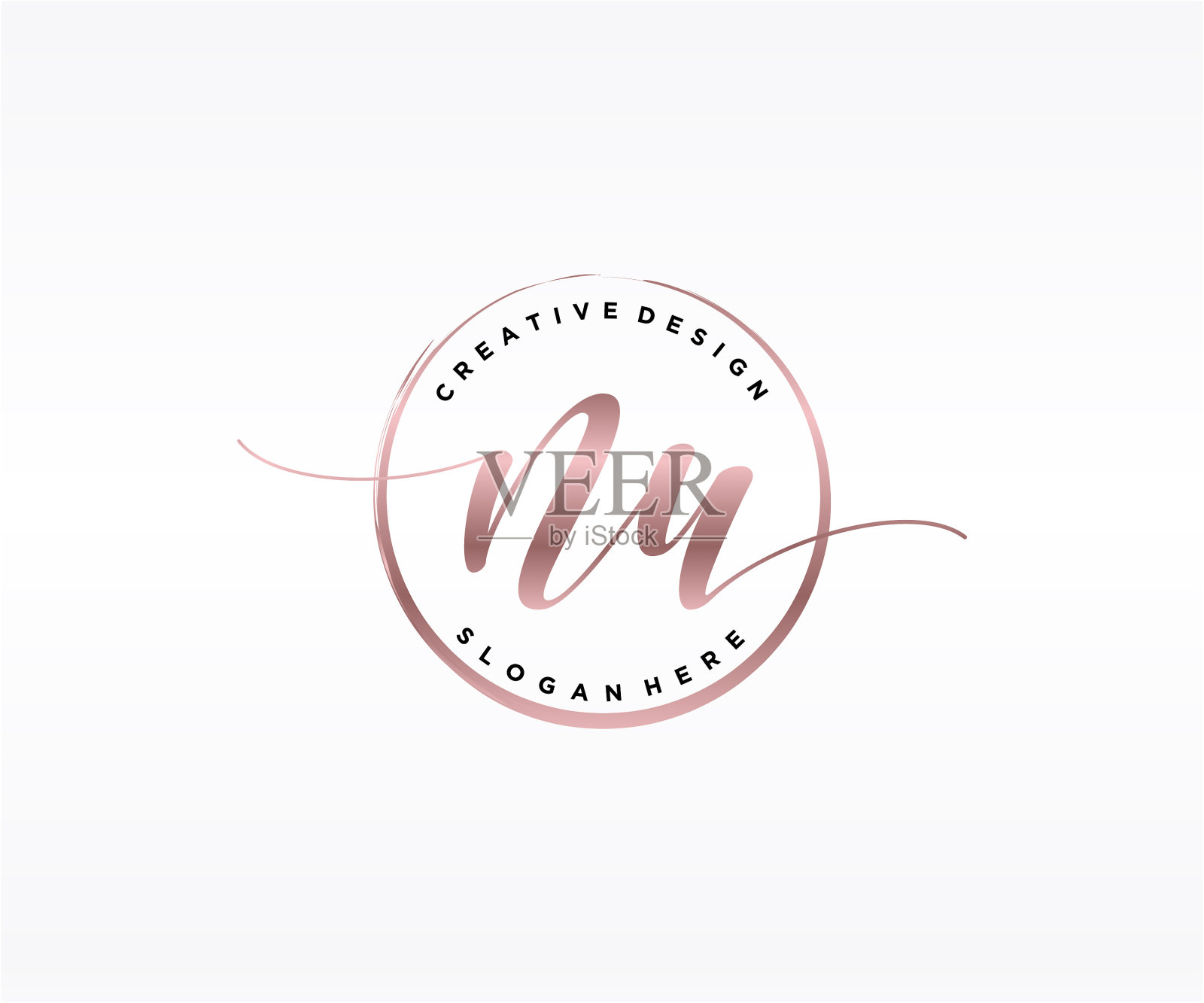 初始nu手写标志与圆模板插画图片素材