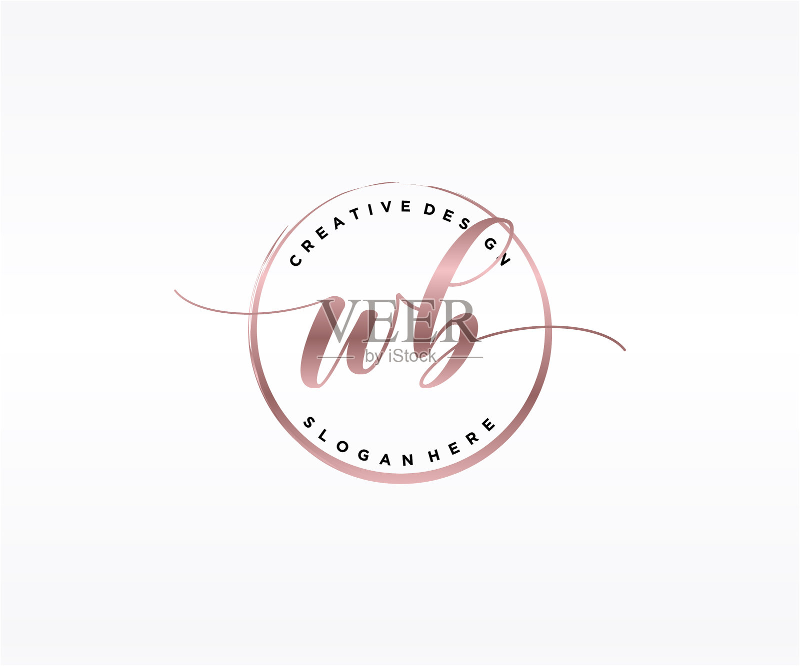 初始wb手写标志与圆模板插画图片素材