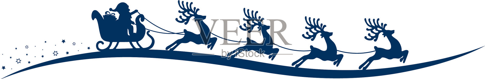 圣诞老人驯鹿雪橇孤立的背景设计元素图片