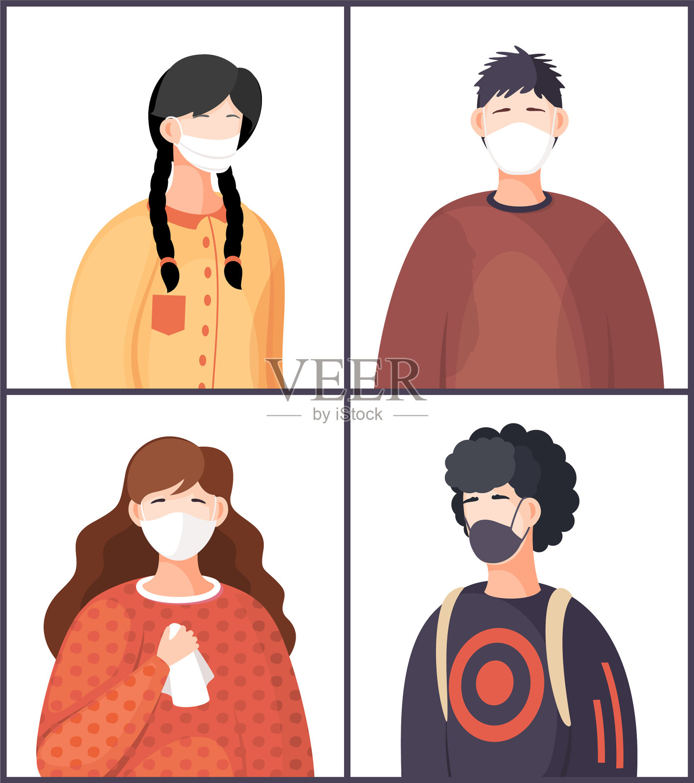 让人们戴上呼吸面罩图标素材