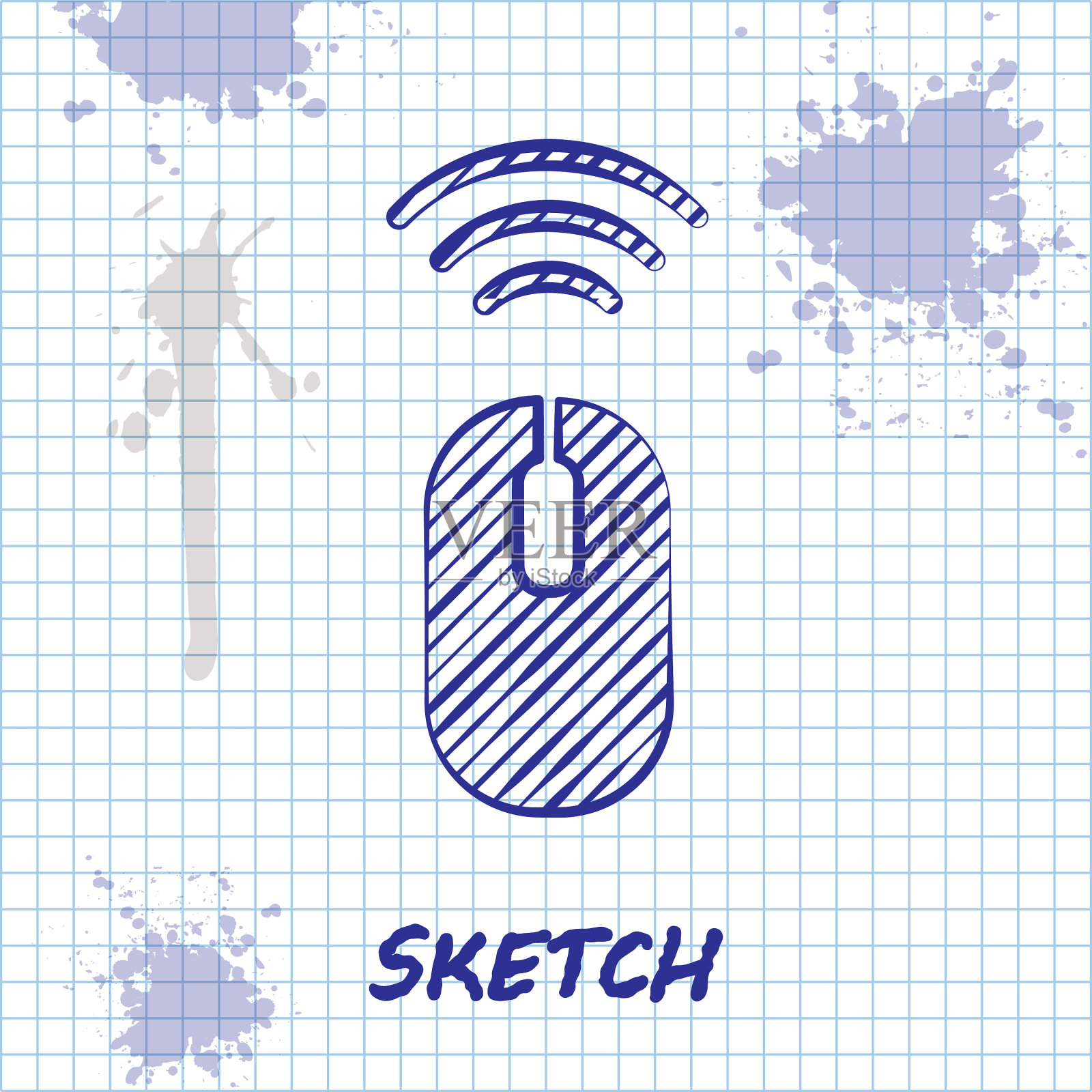 草图线无线电脑鼠标系统图标插画图片素材