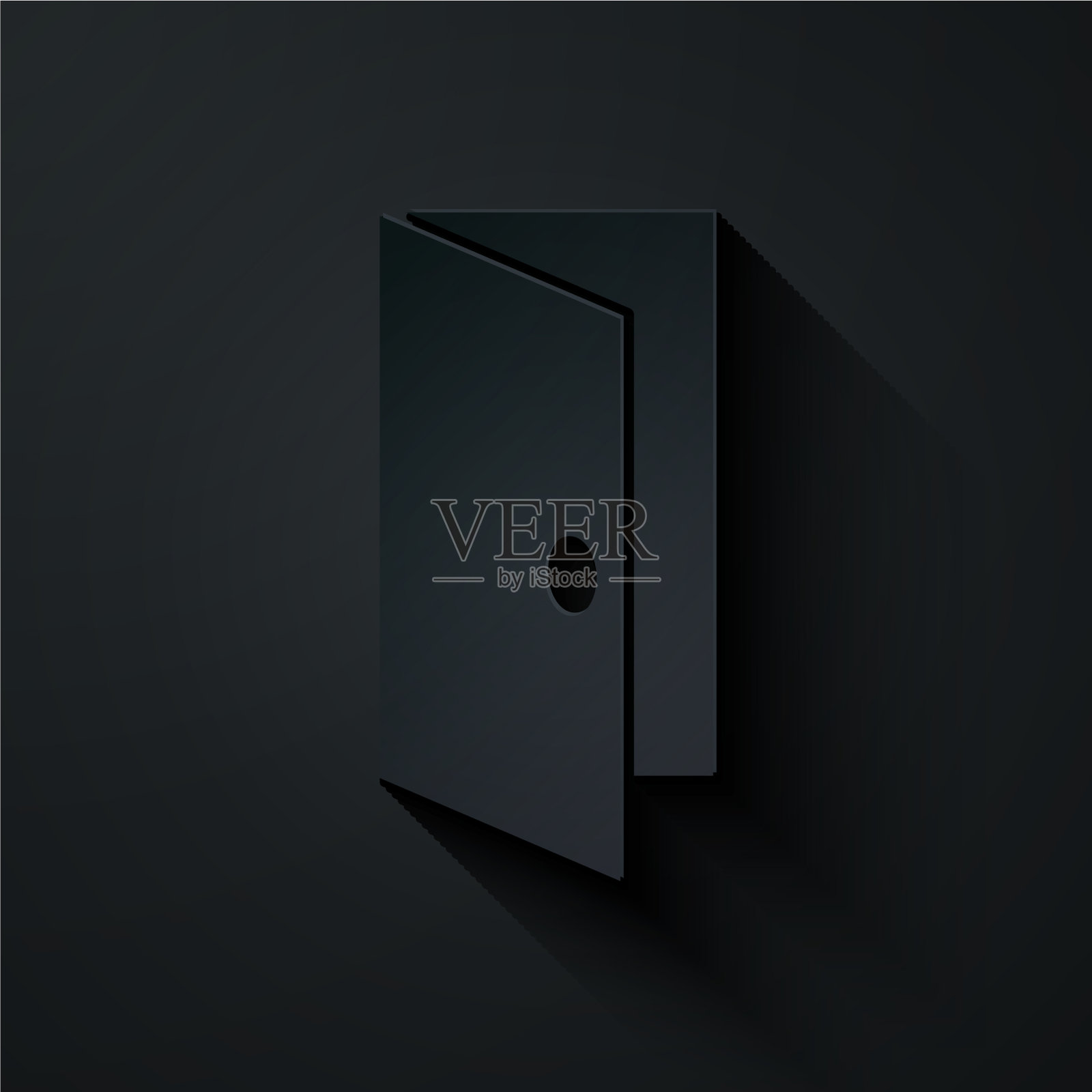 剪纸关闭门图标孤立在黑色插画图片素材