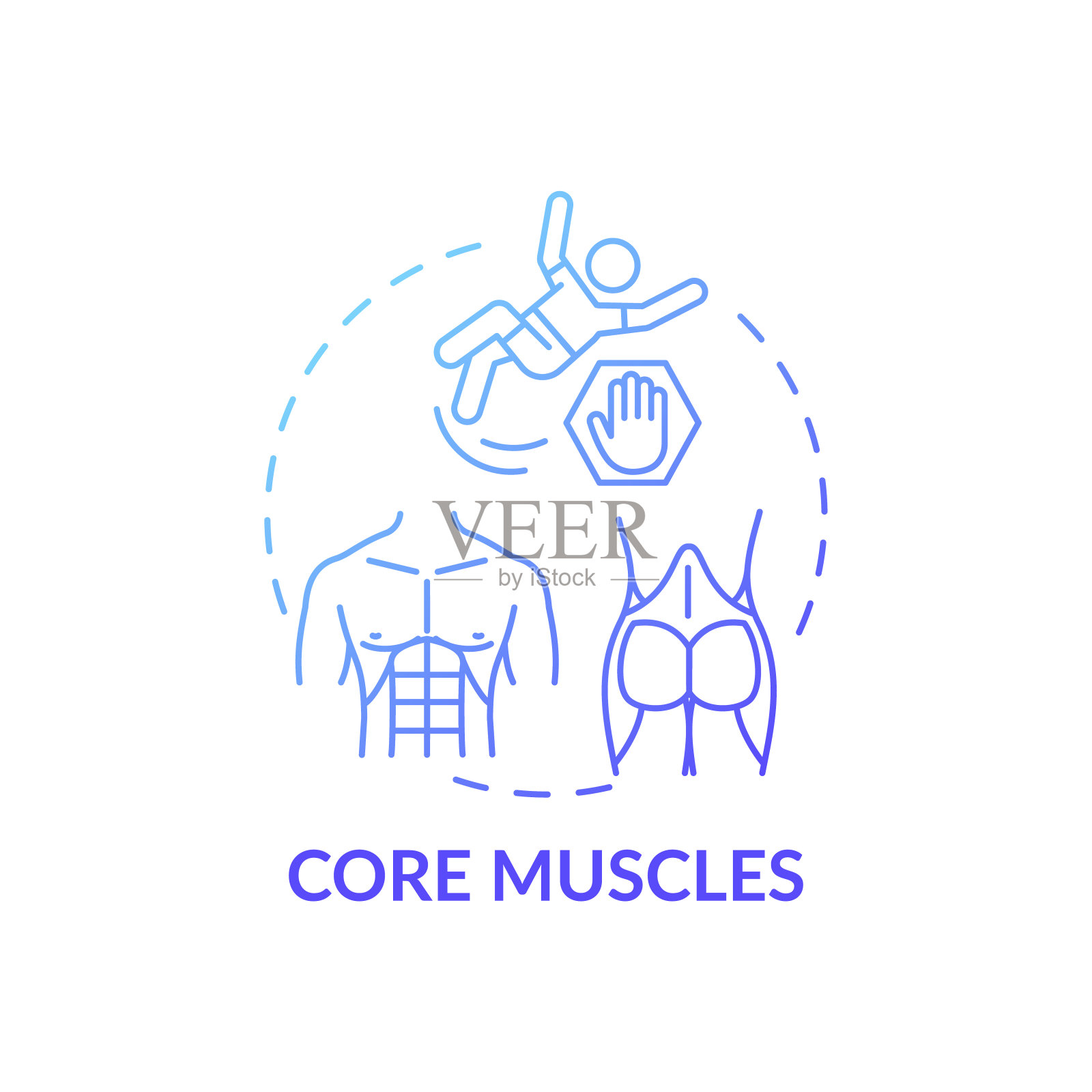 核心肌肉概念图标插画图片素材