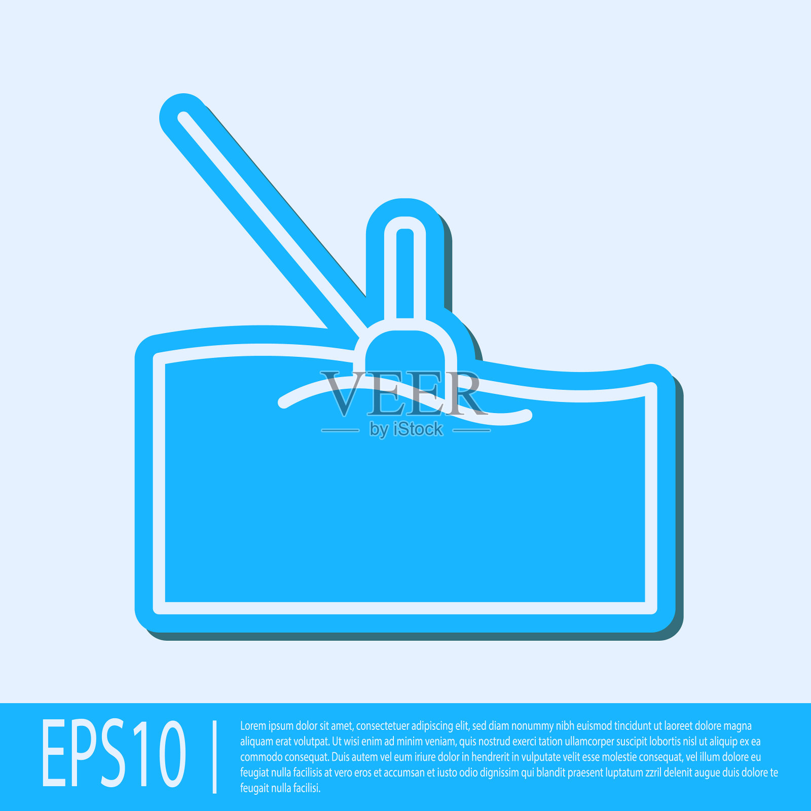 蓝线钓鱼浮在水上图标孤立插画图片素材