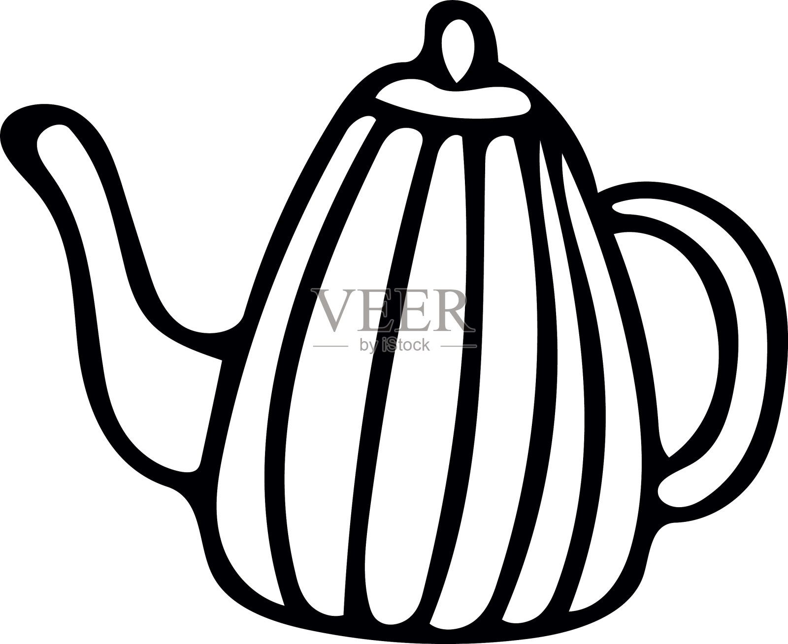 茶壶与条纹元素手绘设计元素图片