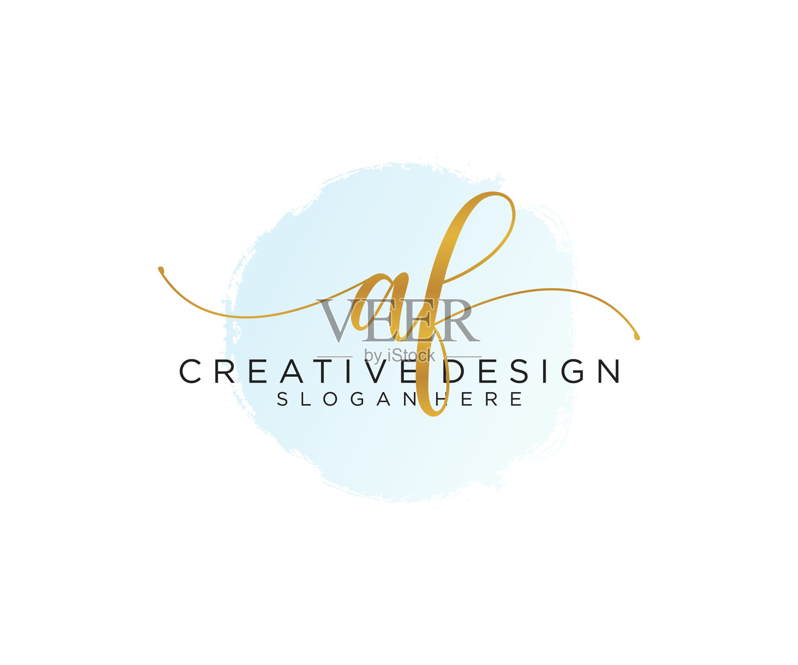 初始af手写标志与水彩设计元素图片