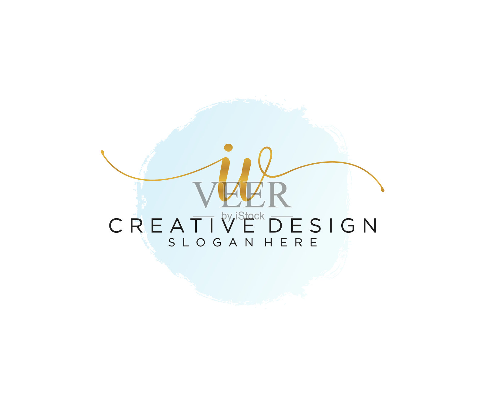 首字母iv用水彩书写标志设计元素图片