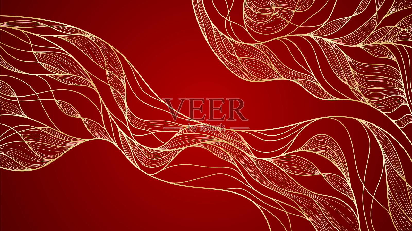 金色图案金色波浪图案。奢华的金色线性点缀。壁纸，丝绸纺织品和珠宝的高级设计。矢量插图。插画图片素材