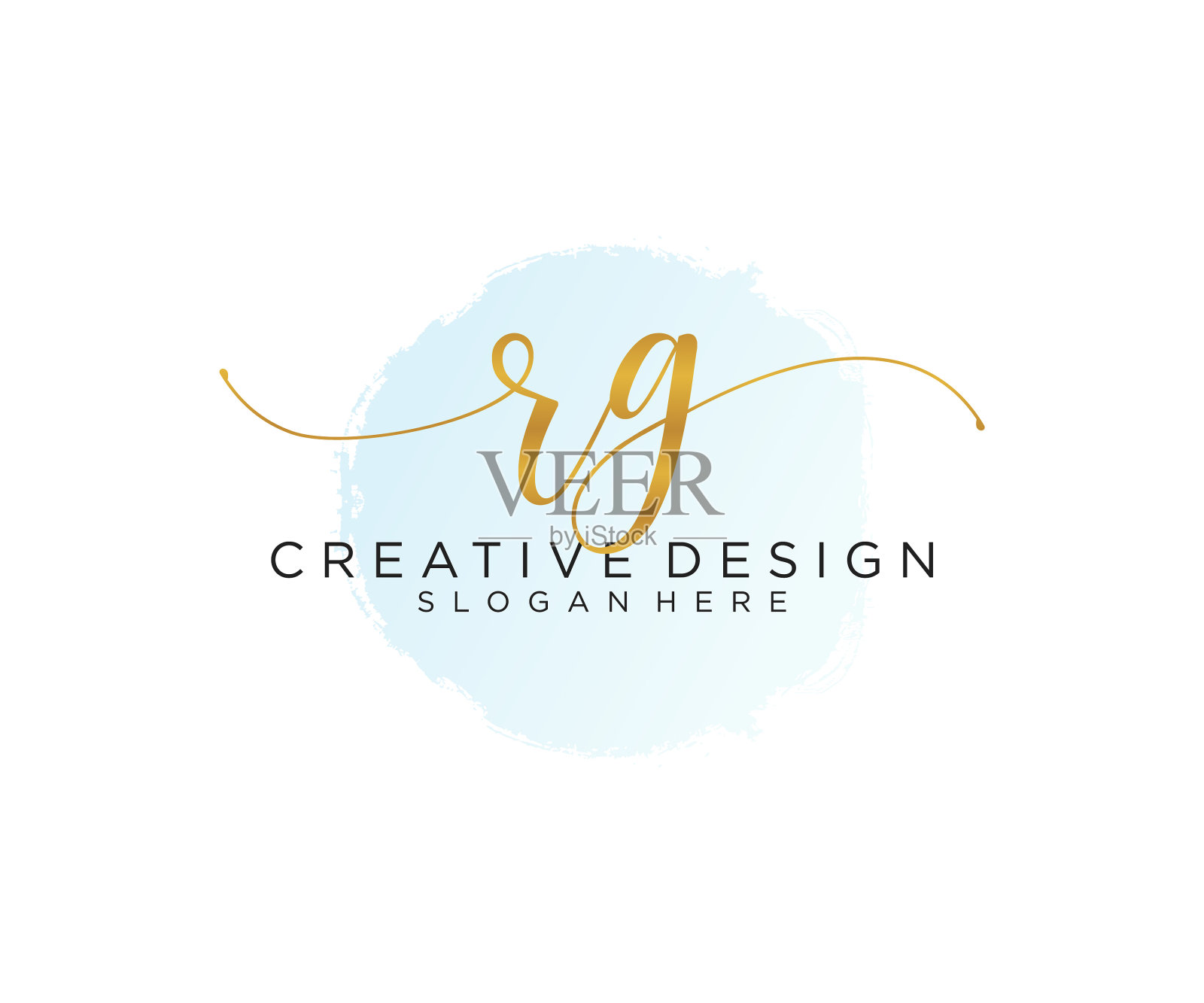 初始rg手写标志与水彩插画图片素材